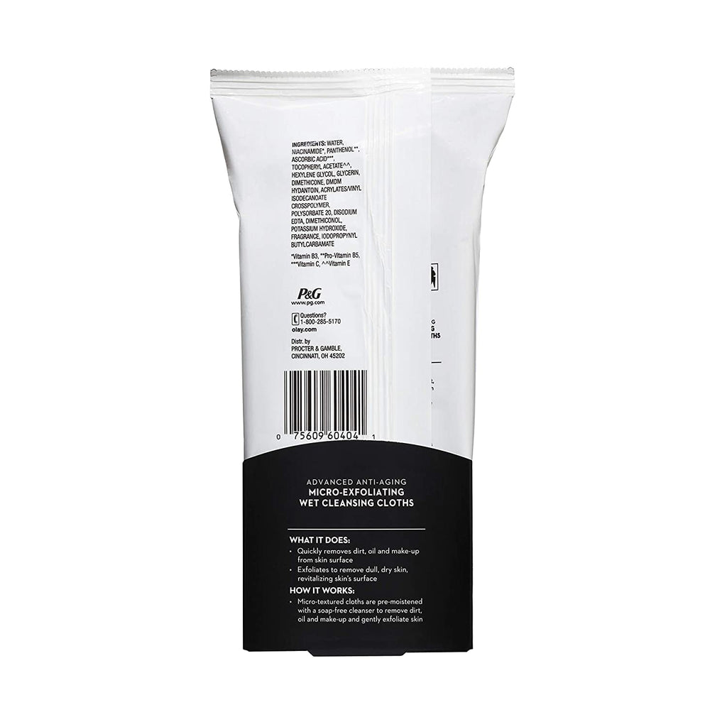 OLAY Regenerist Advanced Anti-Aging Micro-Exfoliating Cleansing Cloths – Pack of 2, 30 Cloths Each