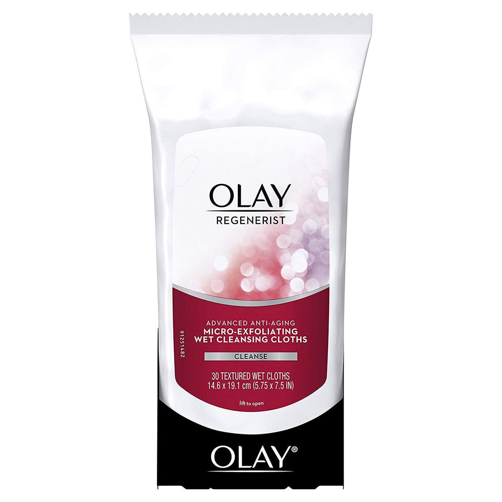OLAY Regenerist Advanced Anti-Aging Micro-Exfoliating Cleansing Cloths – Pack of 2, 30 Cloths Each