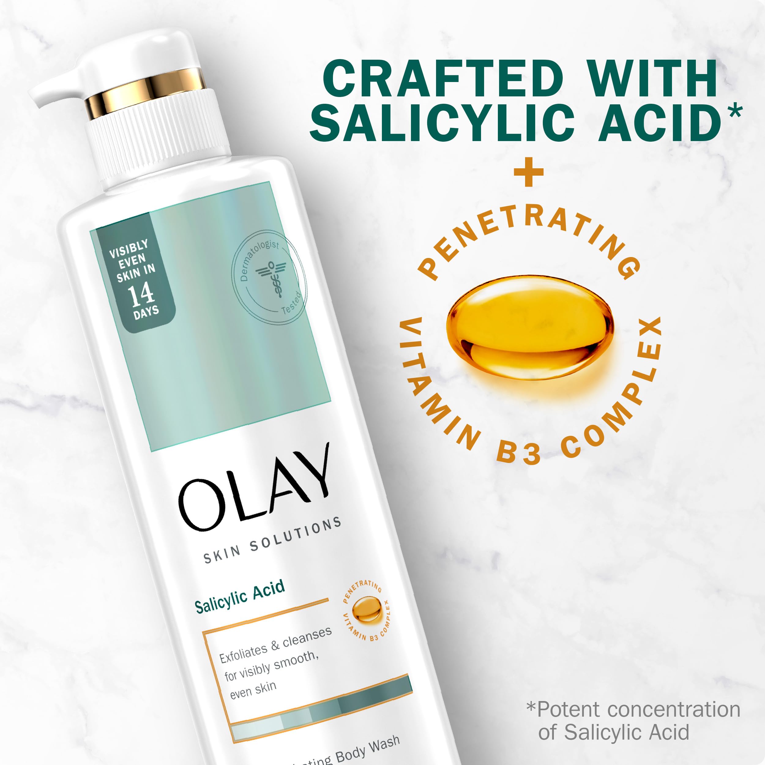 Olay Skin Solutions Hydrating Body Wash with Salicylic Acid – 4 x 17.9 fl oz