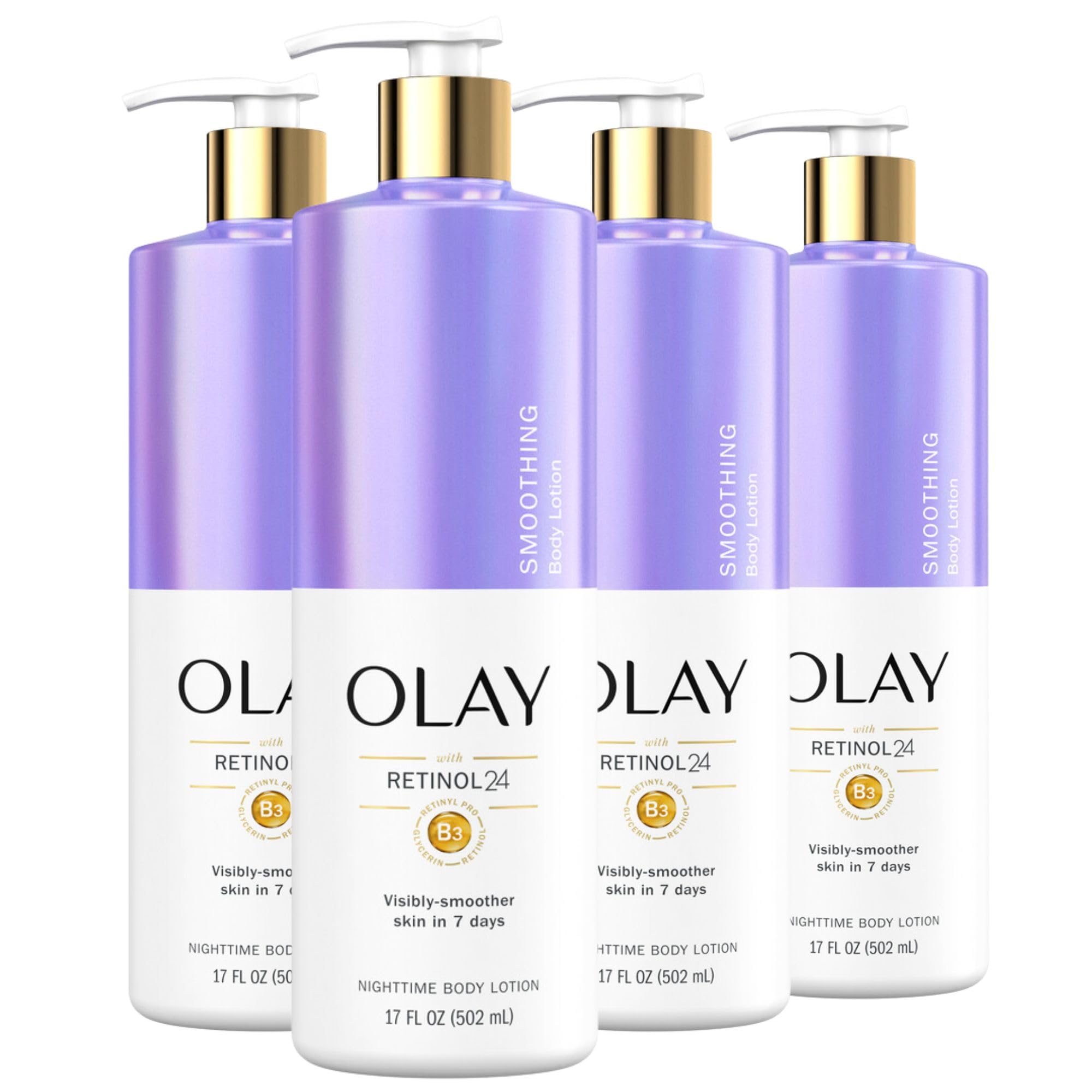 Olay Smoothing Hand & Body Lotion with Retinol & Vitamin B3 – 17 fl oz Pack of 4