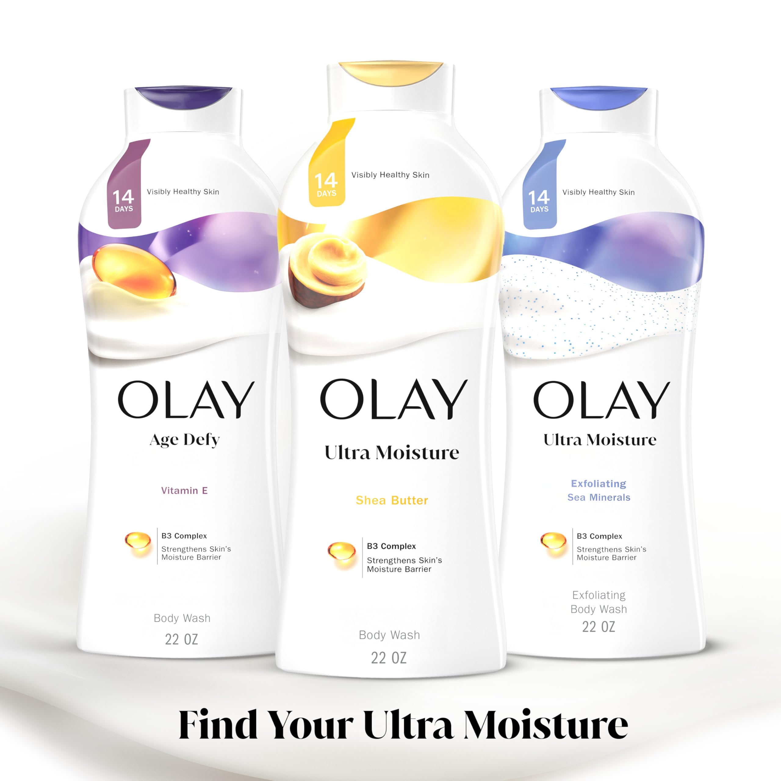 Olay Ultra Moisture Body Wash for Women – 24HR Hydration with Shea Butter & Vitamin B3 Complex | Paraben & Phthalate Free | 2 x 22 oz