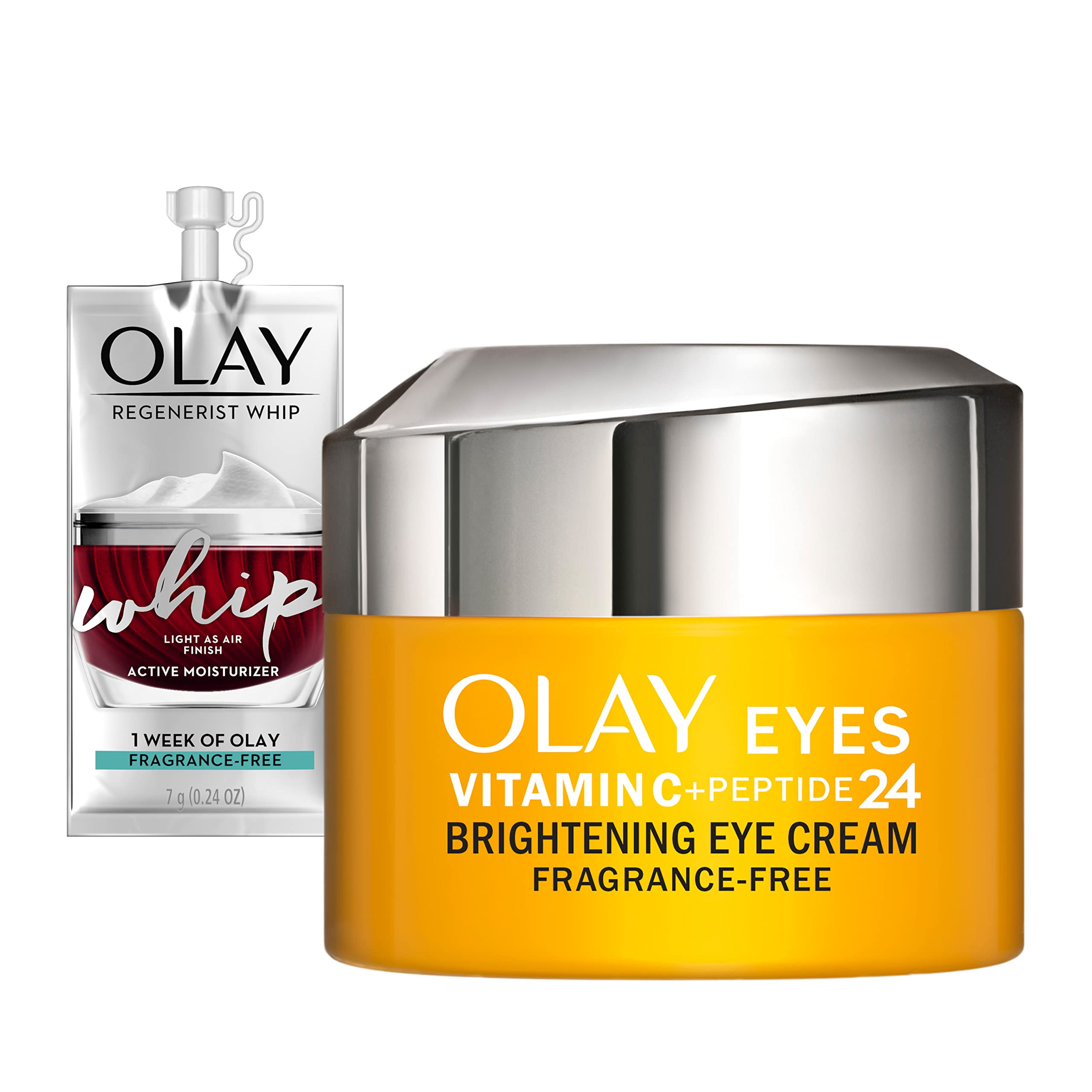 Olay Vitamin C + Peptide 24 Eye Cream + Whip Face Moisturizer Travel Set | Fragrance-Free