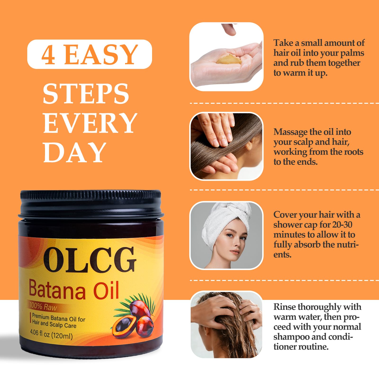 OLCG 100% Raw Batana Oil Paste for Hair Growth – Nourishing, Lightweight Treatment (120ml)