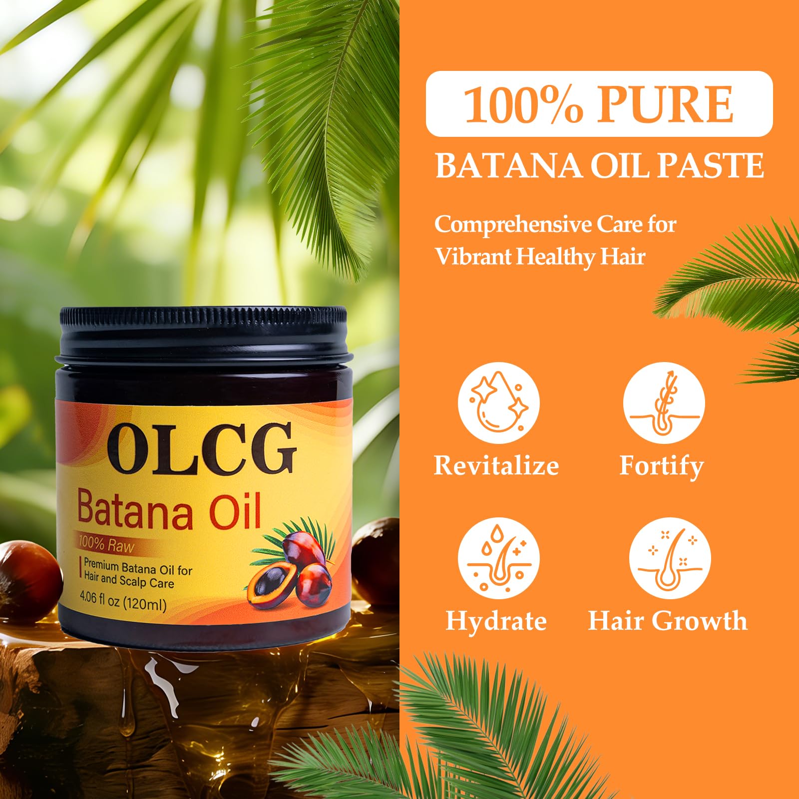 OLCG 100% Raw Batana Oil Paste for Hair Growth – Nourishing, Lightweight Treatment (120ml)