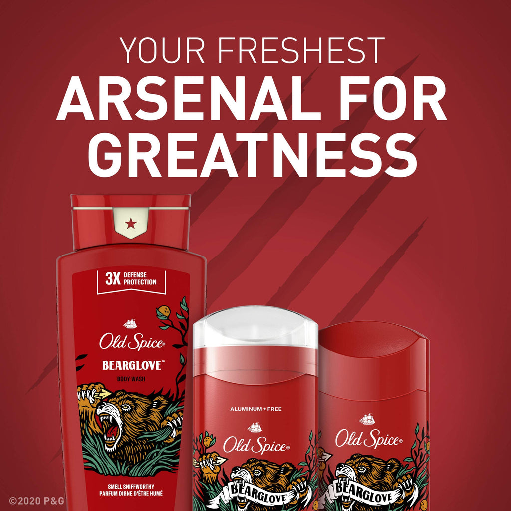Old Spice Bearglove Aluminum Free Deodorant for Men – 48-Hour Protection, Pack of 3