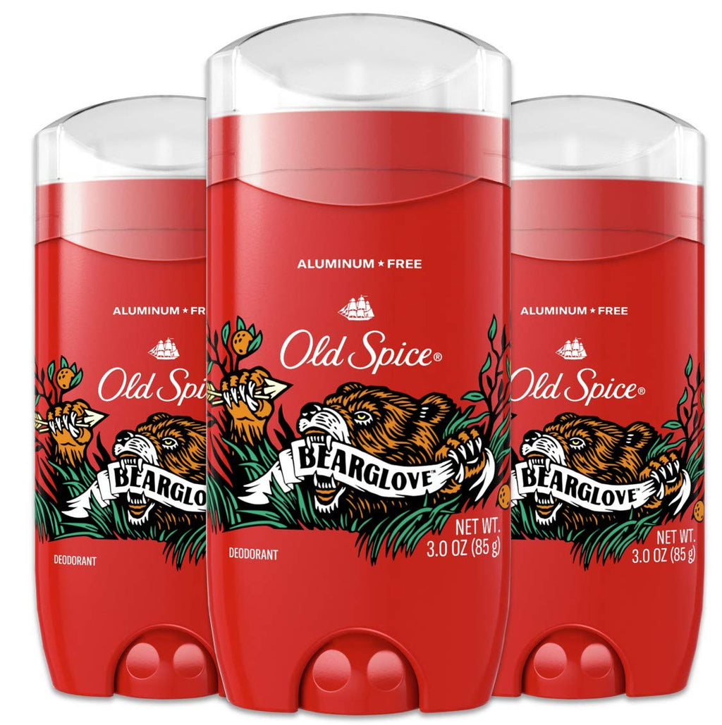 Old Spice Bearglove Aluminum Free Deodorant for Men – 48-Hour Protection, Pack of 3