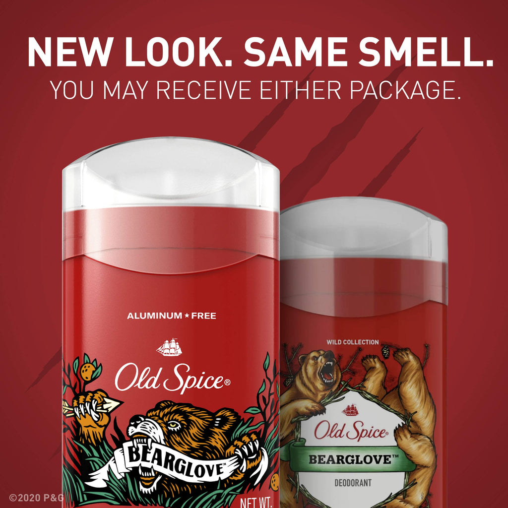 Old Spice Bearglove Aluminum Free Deodorant for Men – 48-Hour Protection, Pack of 3