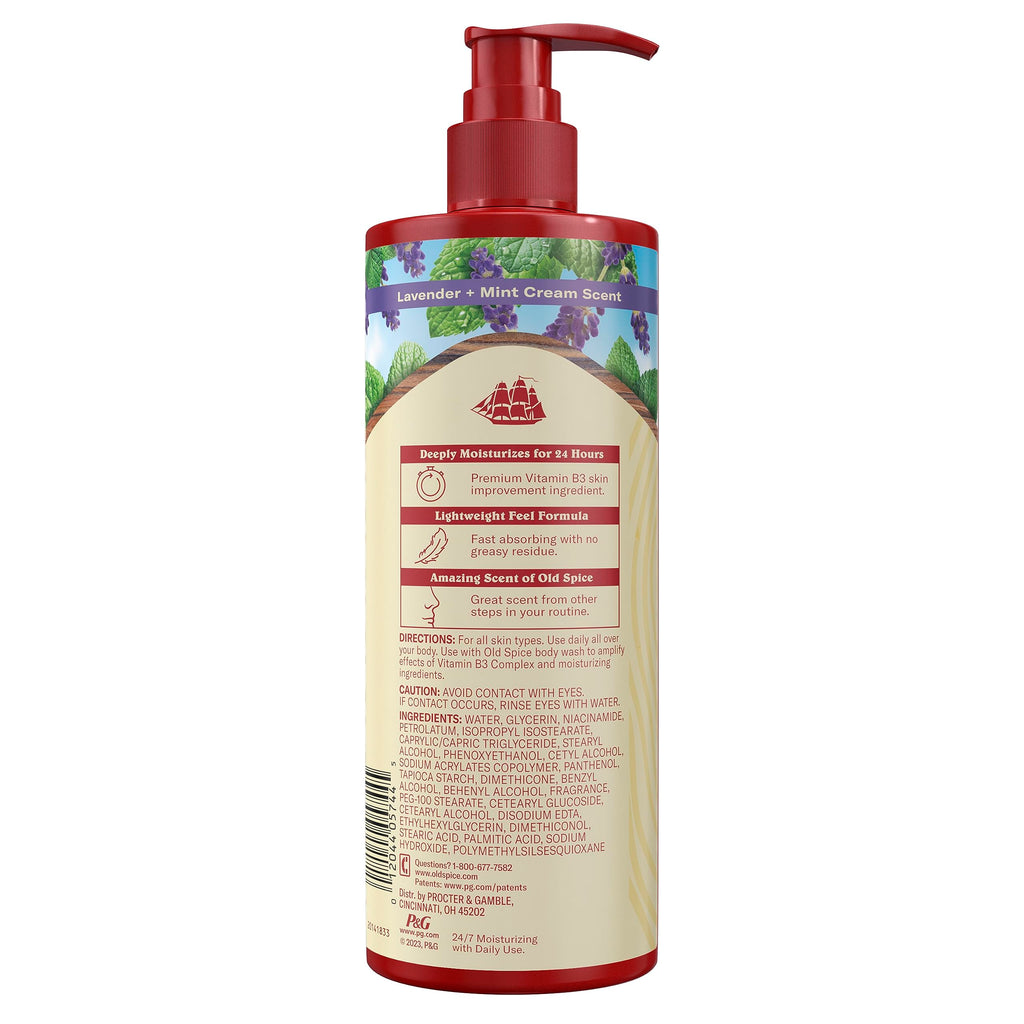 Old Spice Hand & Body Lotion for Men – Gentleman's Super Hydration with Vitamin B3, Lavender + Mint, 17 oz (Pack of 4)