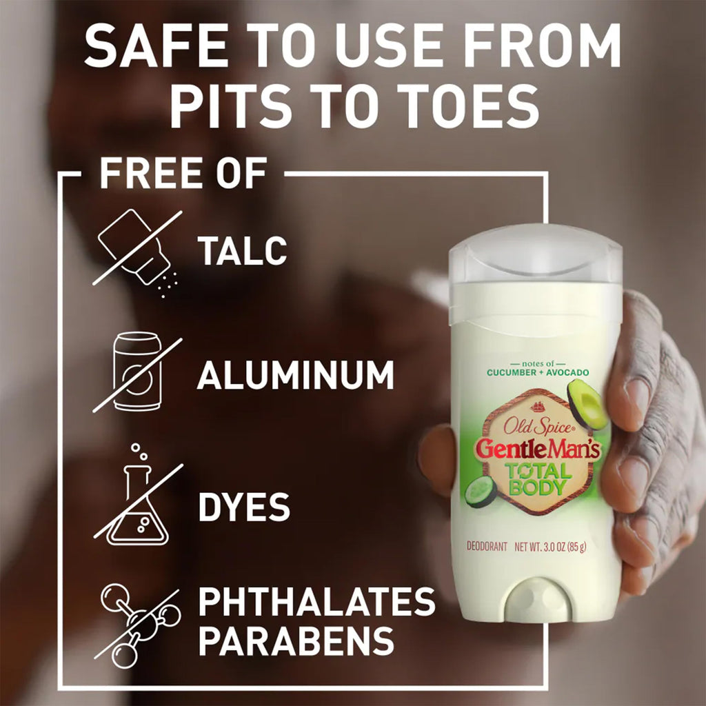 Old Spice GentleMan’s Total Body Deodorant Stick – Aluminum-Free, Cucumber & Avocado, 3 x 3 oz