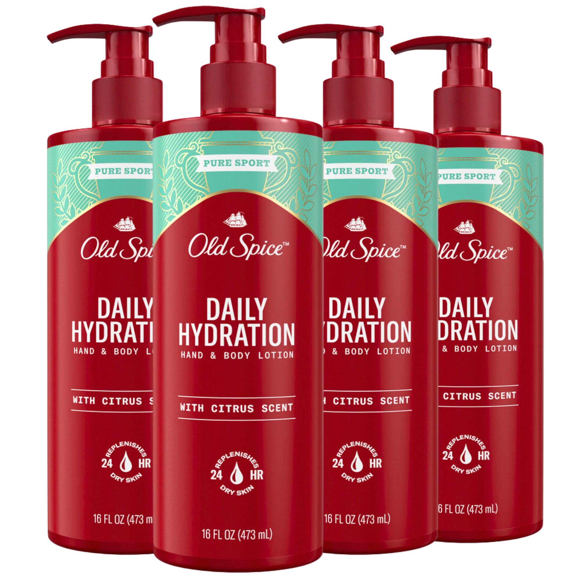 Old Spice Daily Hydration Hand & Body Lotion for Men – 4-Pack, Citrus Scent