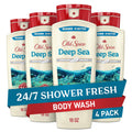 Old Spice Deep Cleanse Body Wash for Men – 24/7 Shower Fresh, Exfoliate & Cleanse, Deep Sea Minerals, Ocean Waves + Kelp Scent, 18 oz x4