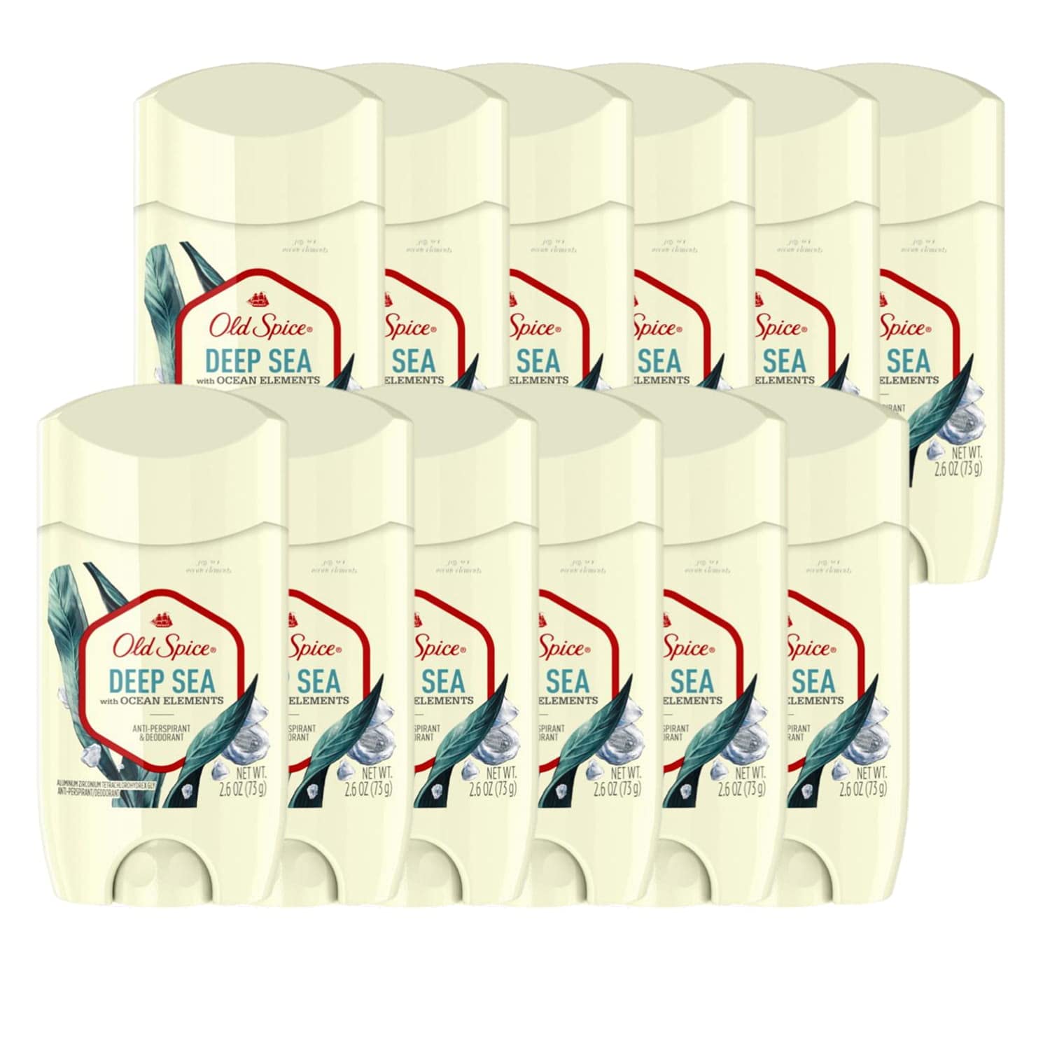 Old Spice Invisible Solid Antiperspirant Deodorant for Men – Deep Sea Ocean Elements Scent, 12-Pack