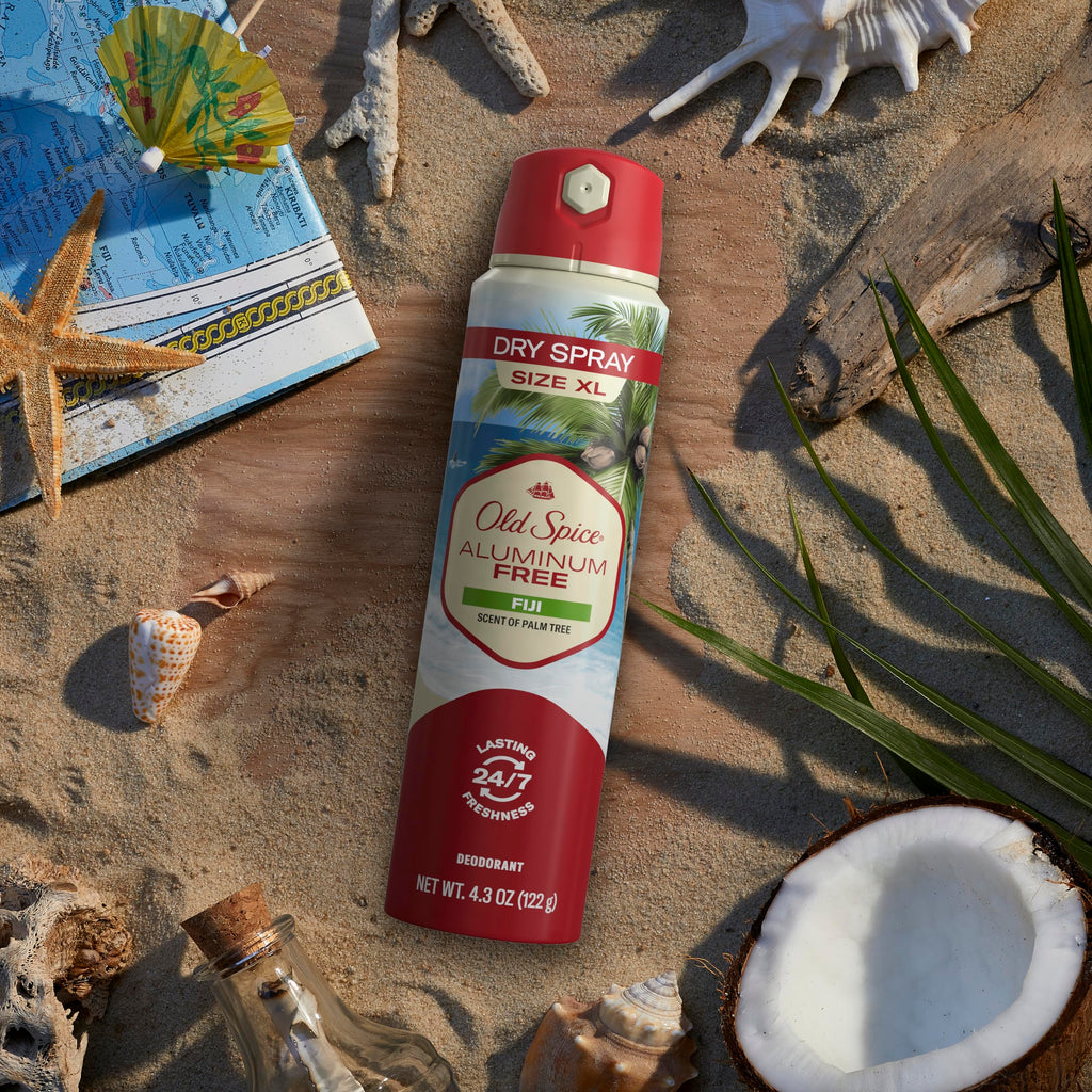 Old Spice Fiji Aluminum Free Dry Spray – 24/7 Freshness, 4.3oz (Pack of 3)