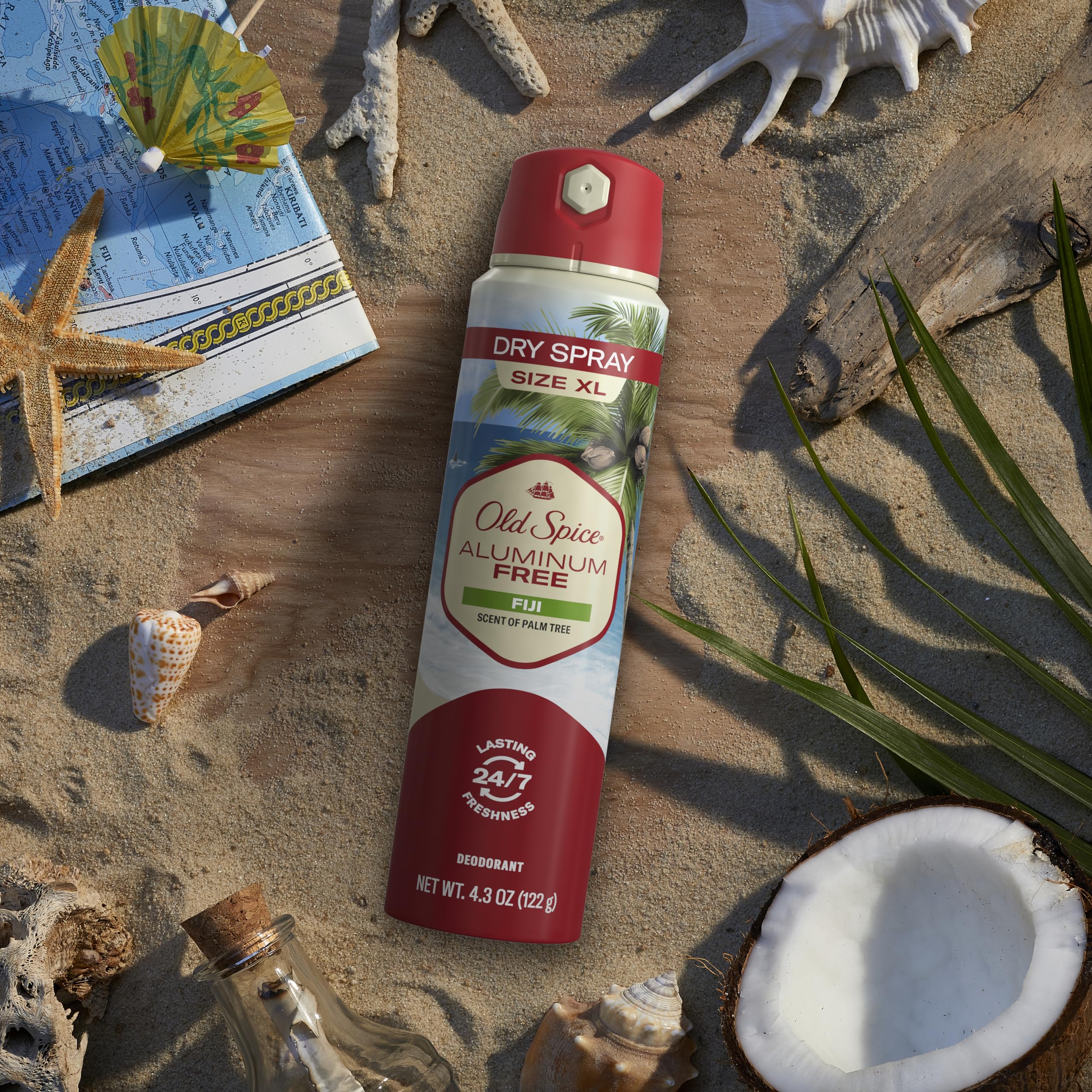 Old Spice Fiji Aluminum Free Dry Spray – 24/7 Freshness, 4.3oz (Pack of 3)