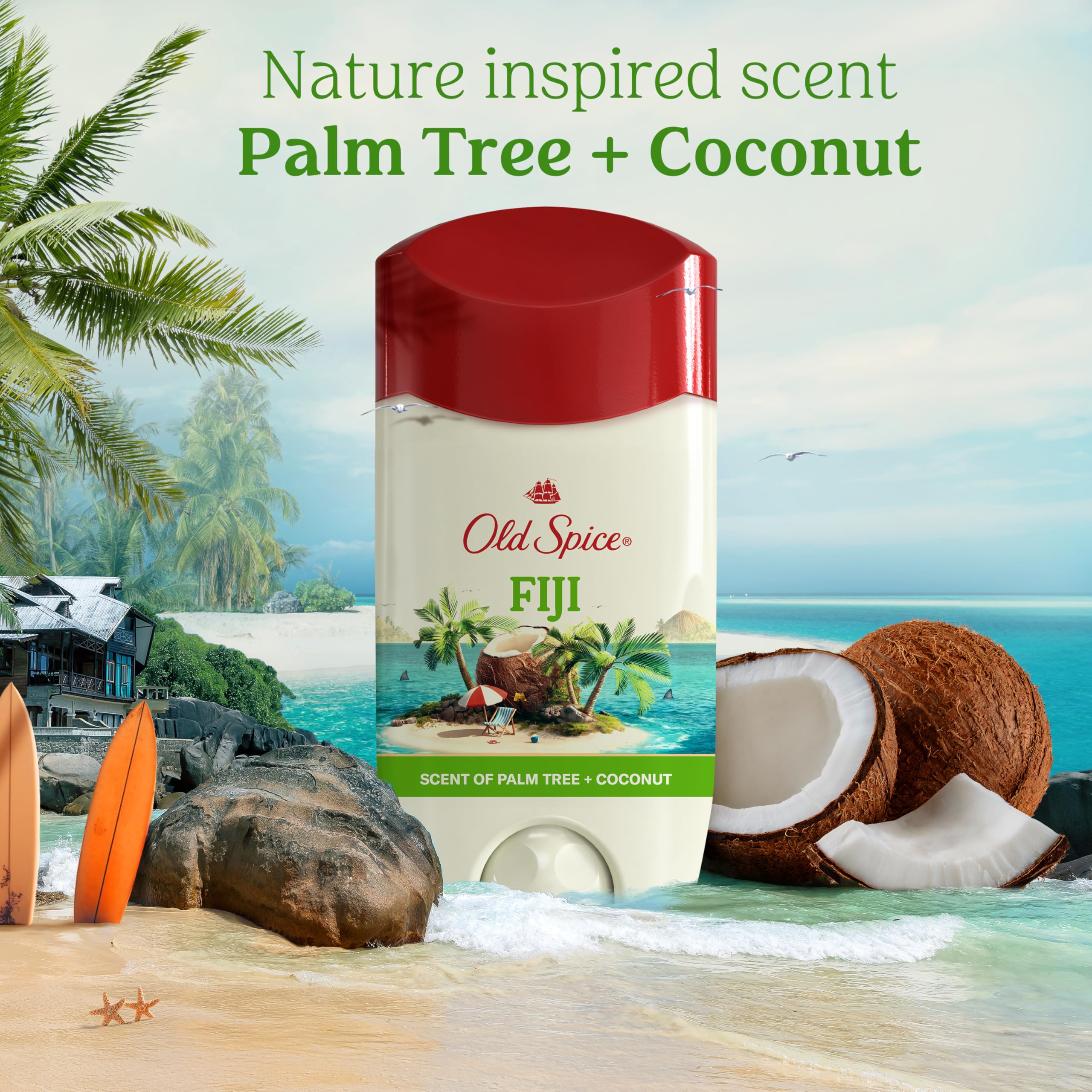 Old Spice Fiji Palm Tree Scent Invisible Solid Deodorant 3-Pack – 24/7 Sweat & Odor Protection