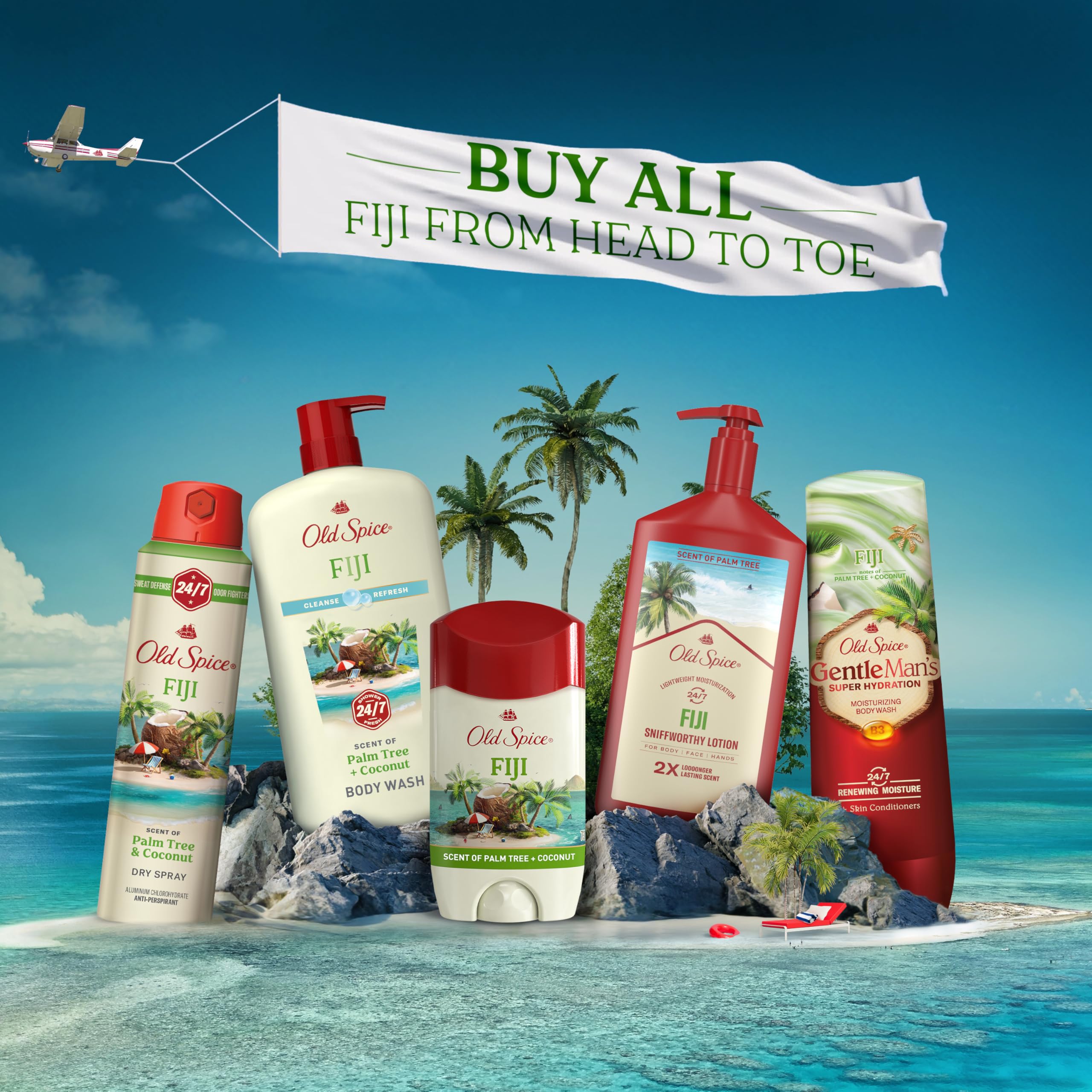 Old Spice Fiji Palm Tree Scent Invisible Solid Deodorant 3-Pack – 24/7 Sweat & Odor Protection