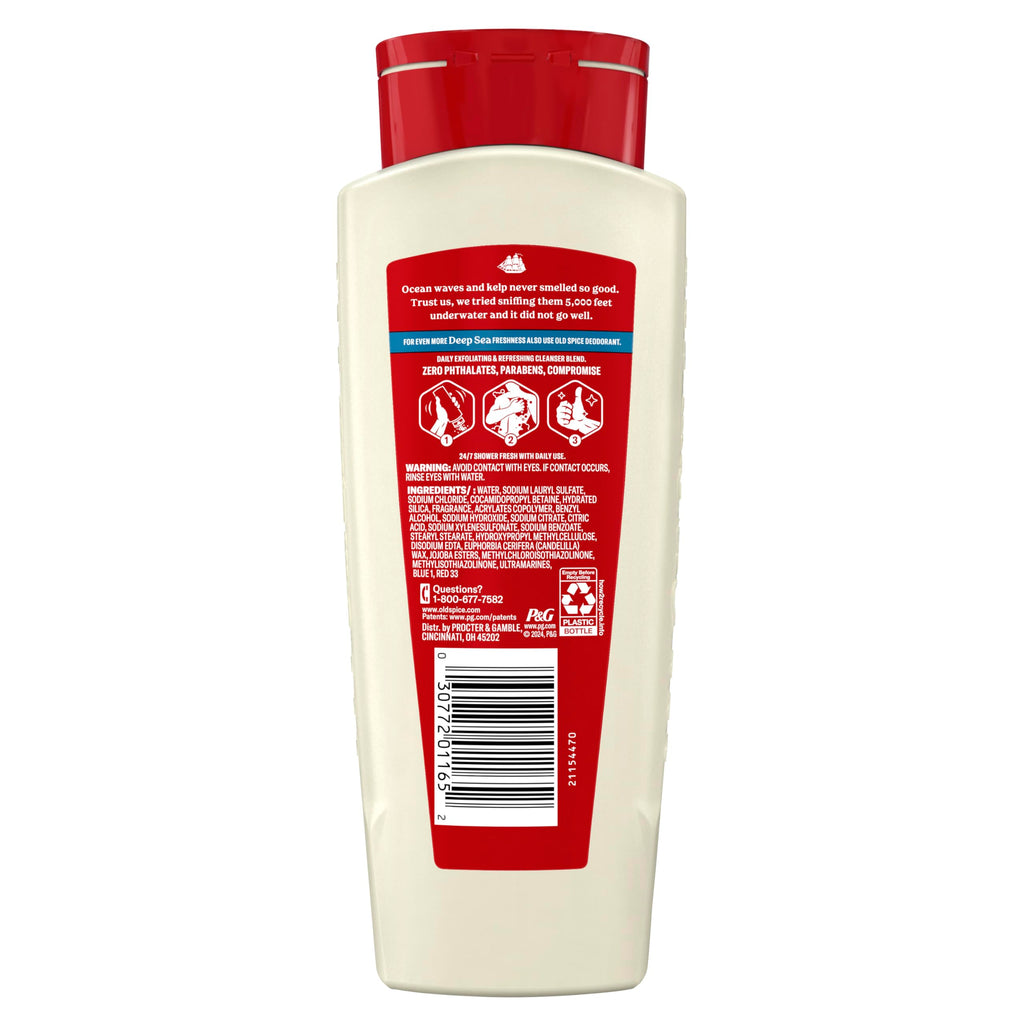Old Spice Deep Cleanse Body Wash for Men – 24/7 Shower Fresh, Exfoliate & Cleanse, Deep Sea Minerals, Ocean Waves + Kelp Scent, 18 oz x4