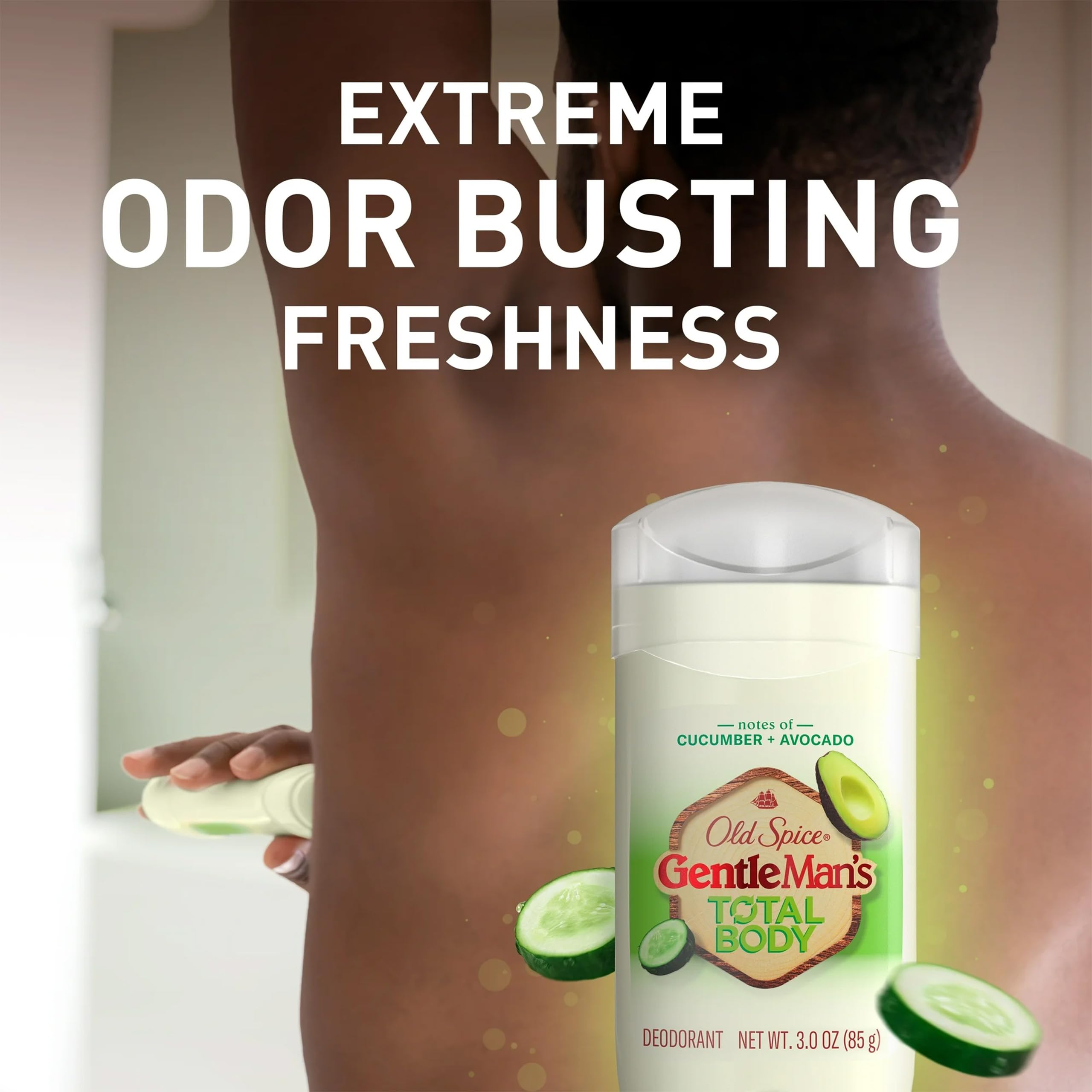 Old Spice GentleMan’s Total Body Deodorant Stick – Aluminum-Free, Cucumber & Avocado, 3 x 3 oz