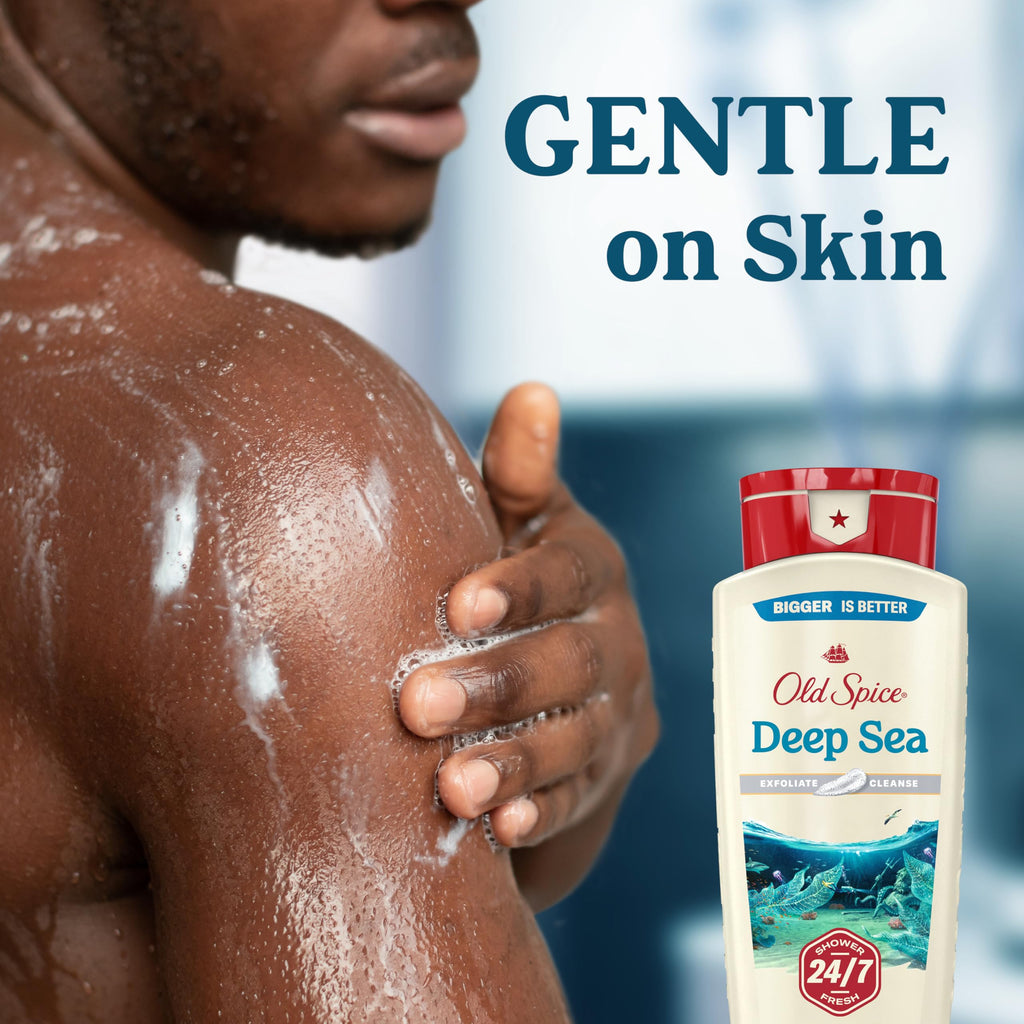 Old Spice Deep Cleanse Body Wash for Men – 24/7 Shower Fresh, Exfoliate & Cleanse, Deep Sea Minerals, Ocean Waves + Kelp Scent, 18 oz x4