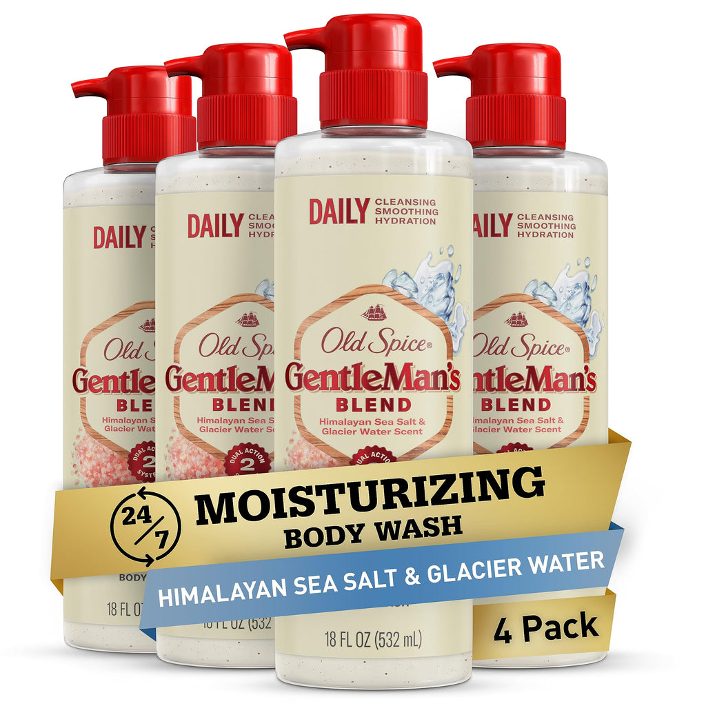 Old Spice Gentleman's Exfoliating & Moisturizing Body Wash – 4 x 18 oz, 24/7 Fresh Scent