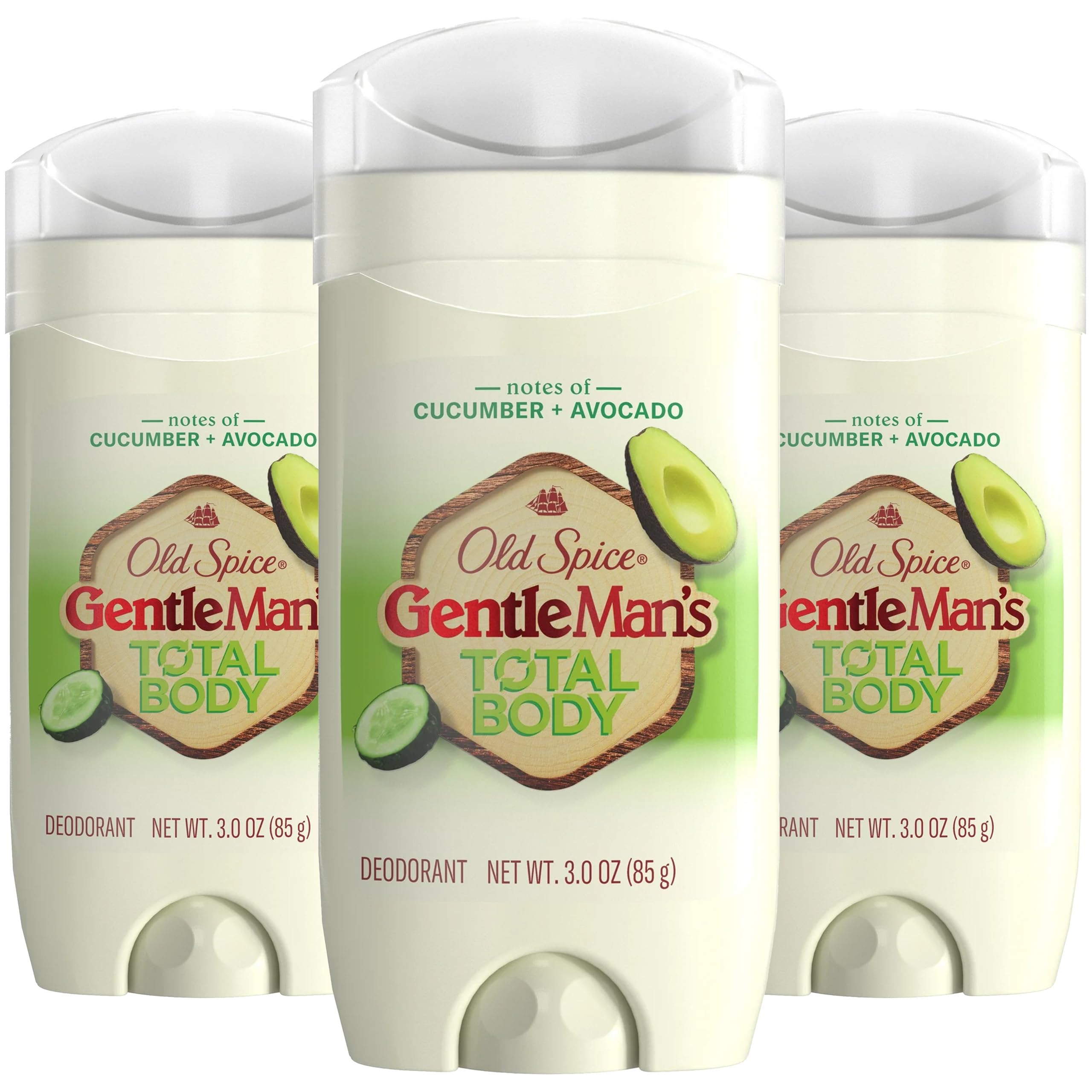 Old Spice GentleMan’s Total Body Deodorant Stick – Aluminum-Free, Cucumber & Avocado, 3 x 3 oz