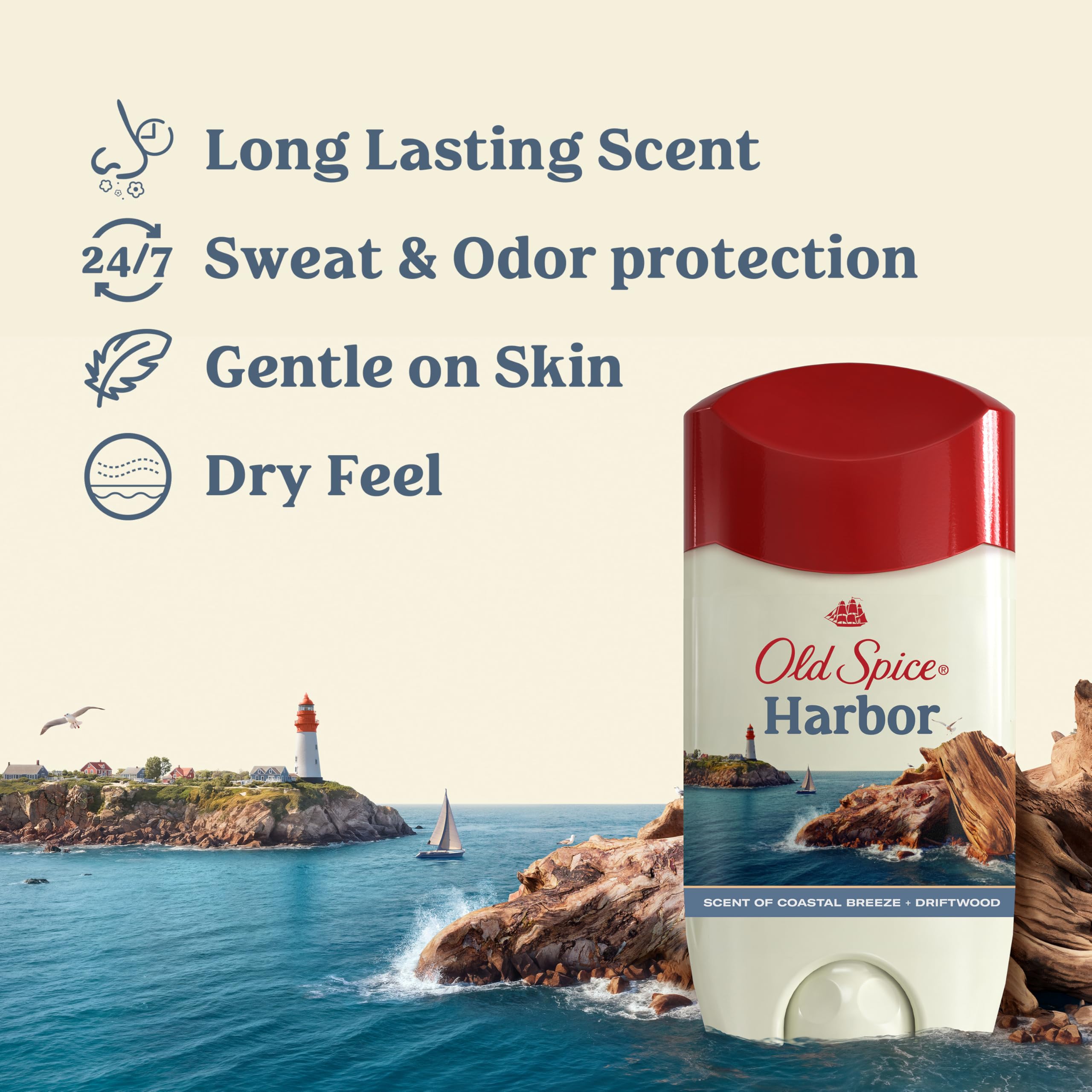 Old Spice Harbor Scent Antiperspirant & Deodorant for Men – 48 Hr Protection, 2.6 oz (Pack of 3)