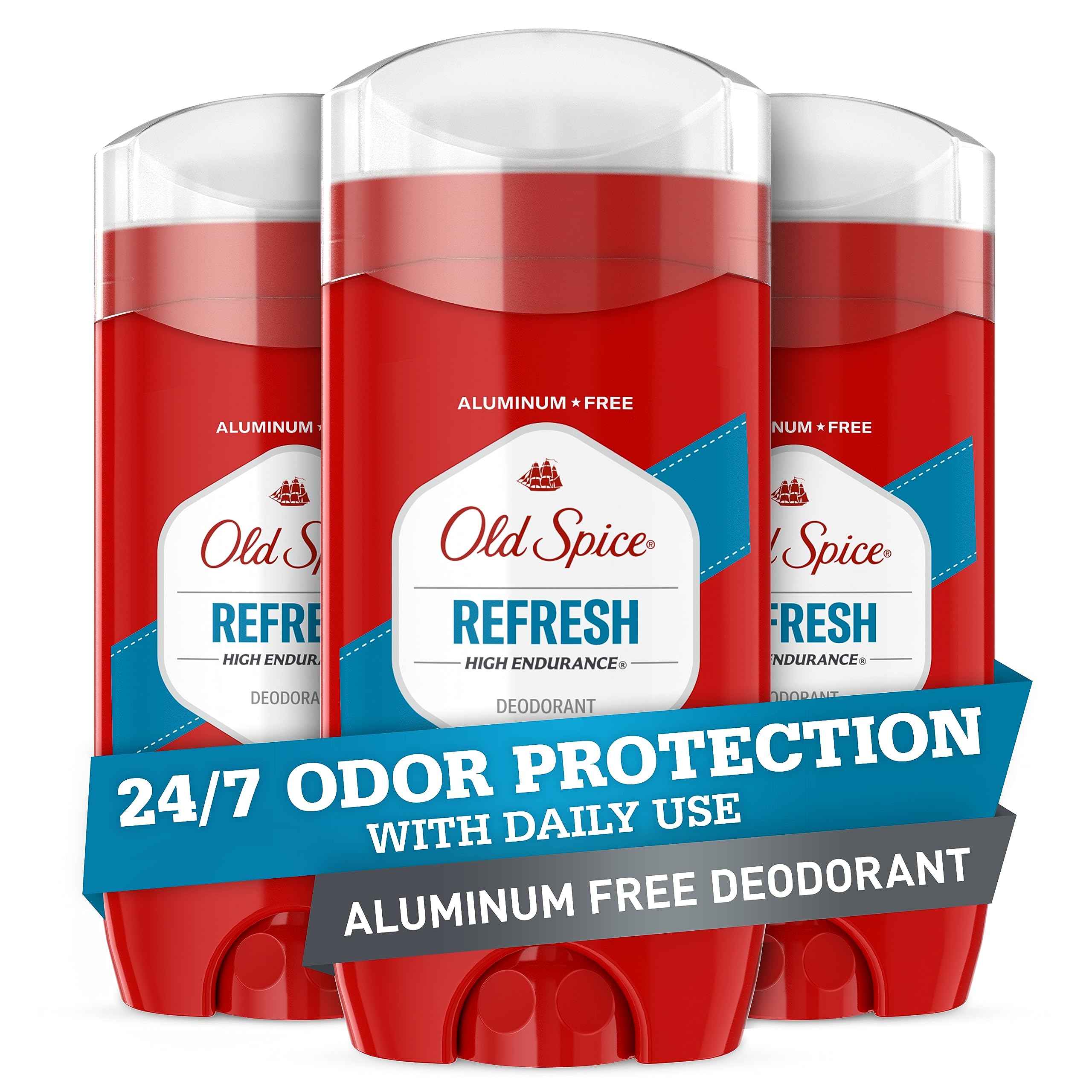 Old Spice High Endurance Refresh Aluminum-Free Deodorant for Men — 24/7 Odor Defense & Lasting Scent (3 x 3.0 oz)