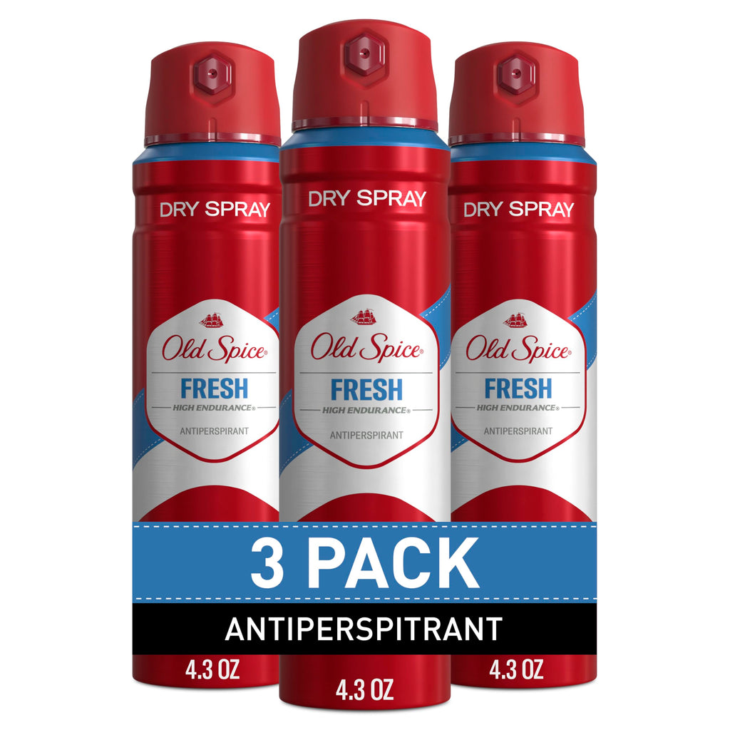Old Spice High Endurance Dry Spray Antiperspirant for Men – 24/7 Sweat Defense & Fresh Scent (Pack of 3, 4.3 oz)