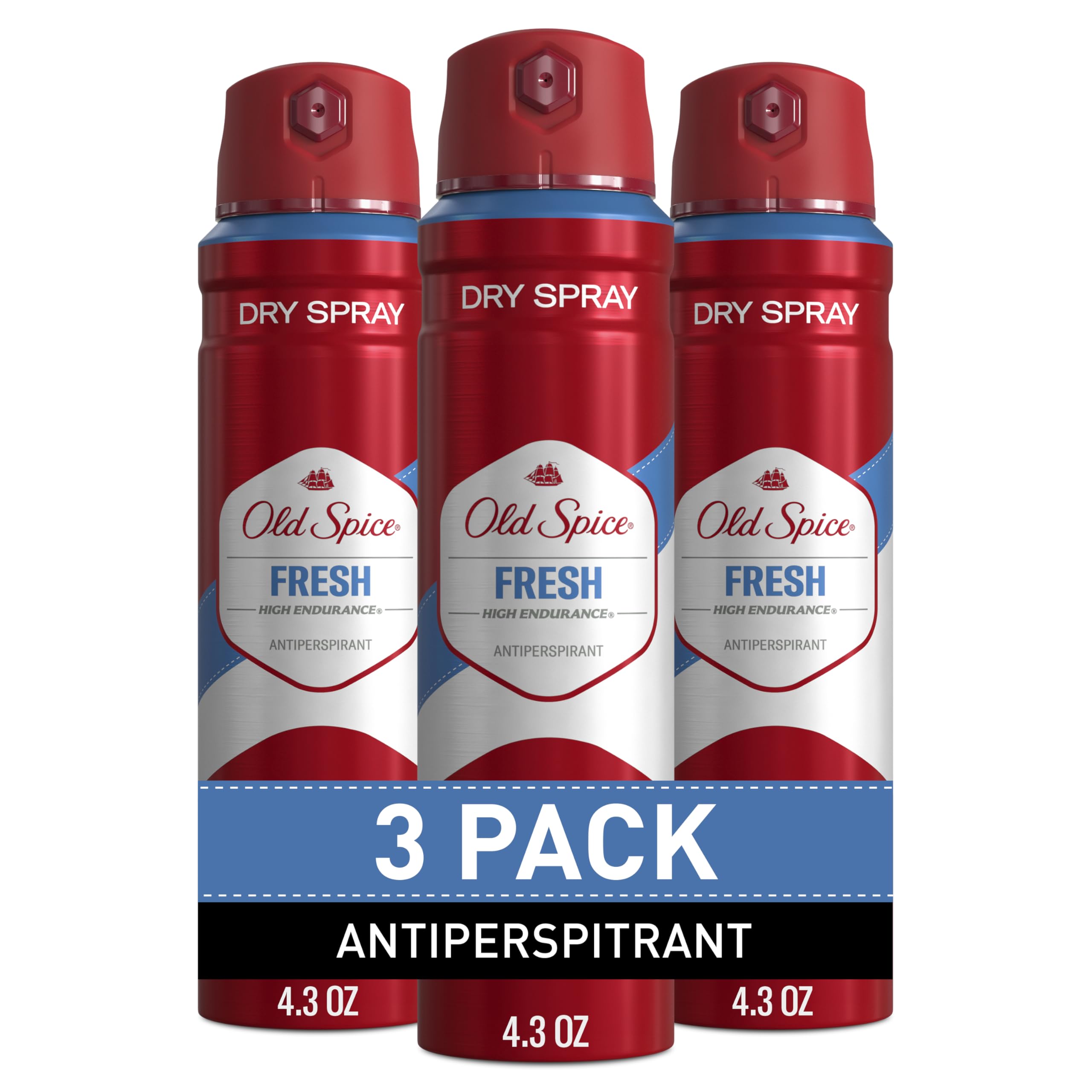 Old Spice High Endurance Dry Spray Antiperspirant for Men – 24/7 Sweat Defense & Fresh Scent (Pack of 3, 4.3 oz)