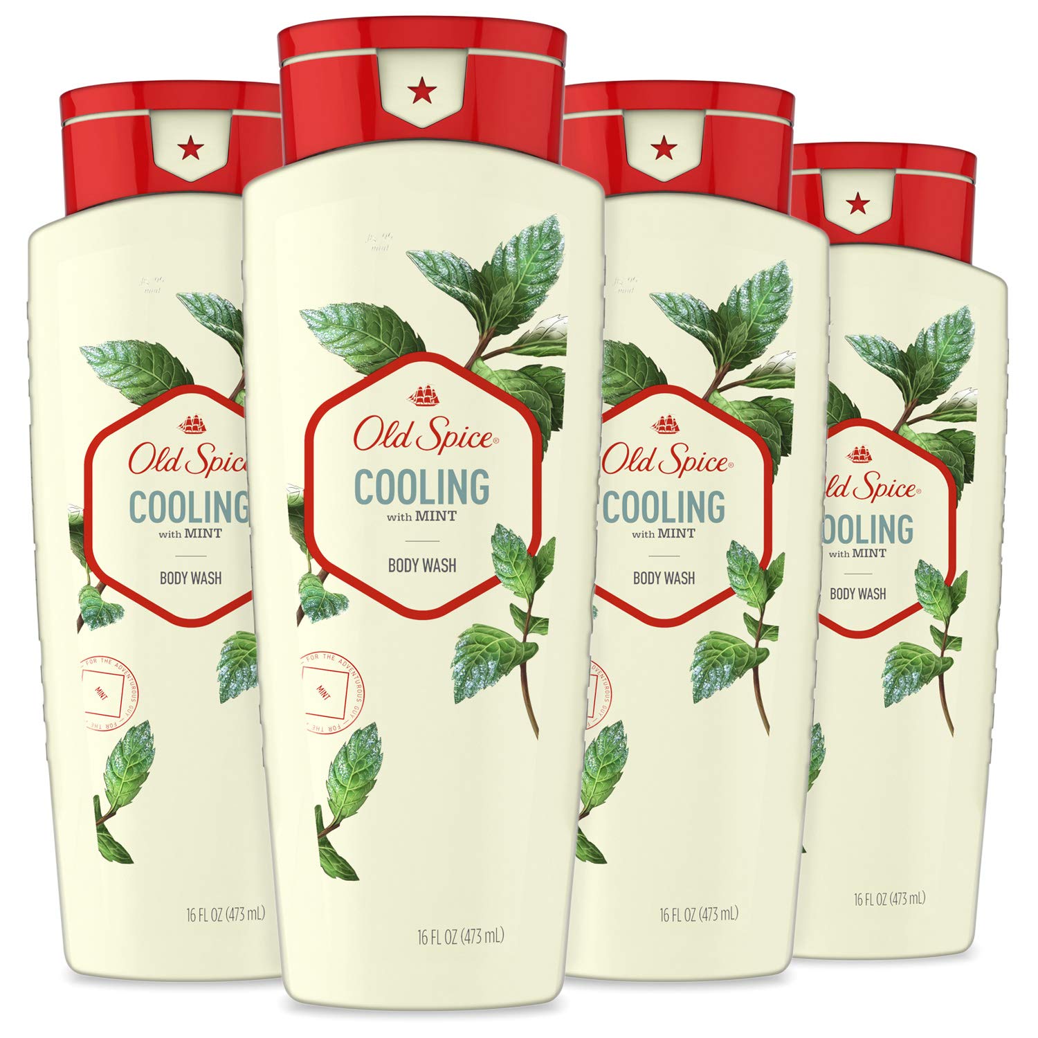 Old Spice Invigorate Cooling Mint Body Wash for Men – 16 oz Pack of 4