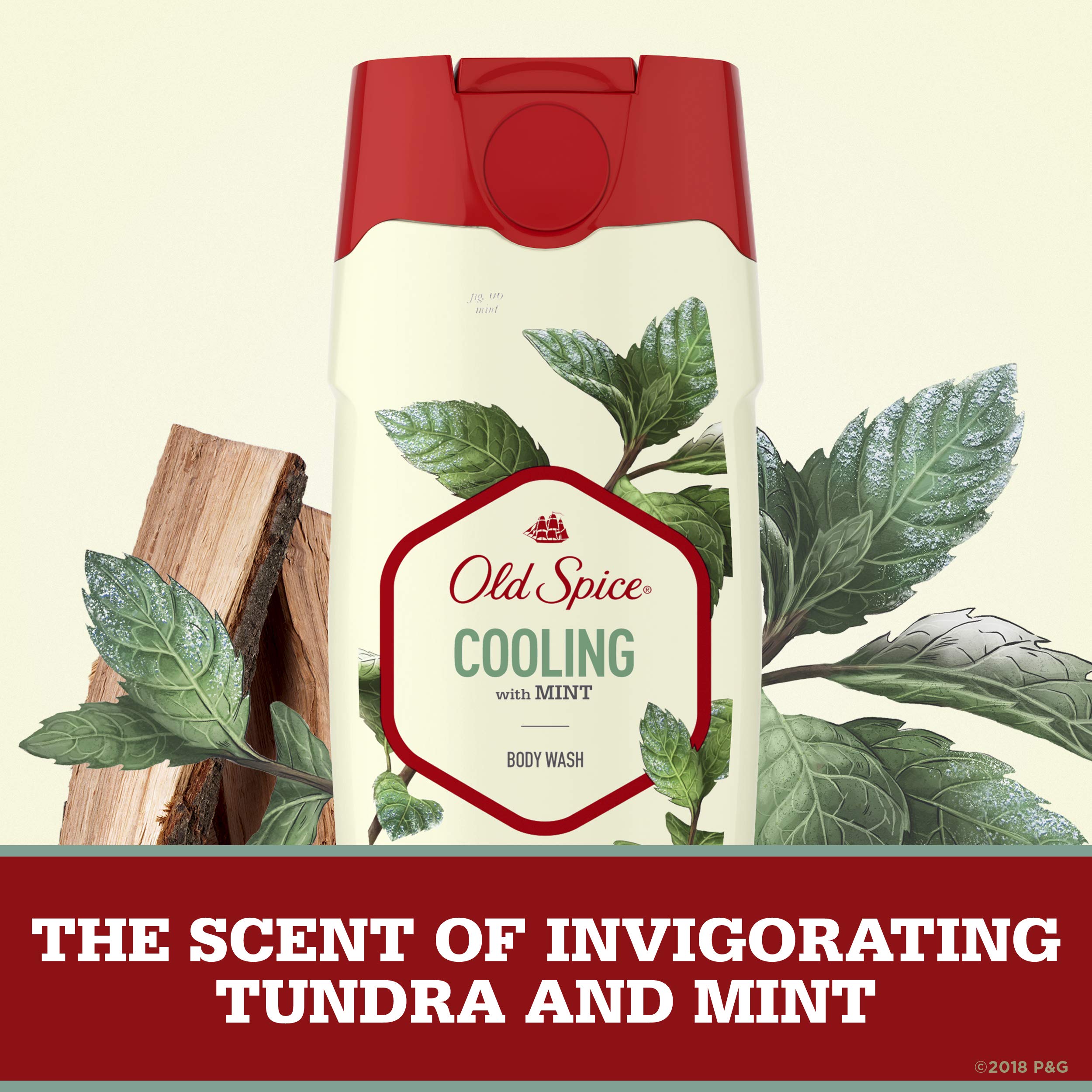 Old Spice Invigorate Cooling Mint Body Wash for Men – 16 oz Pack of 4