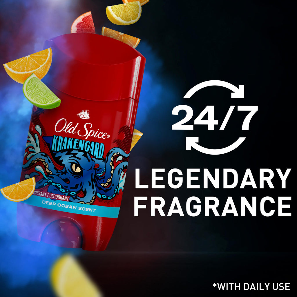 Old Spice Krakengard Aluminum-Free Deodorant for Men – 24/7 Freshness & Deep Ocean Scent (Pack of 6)