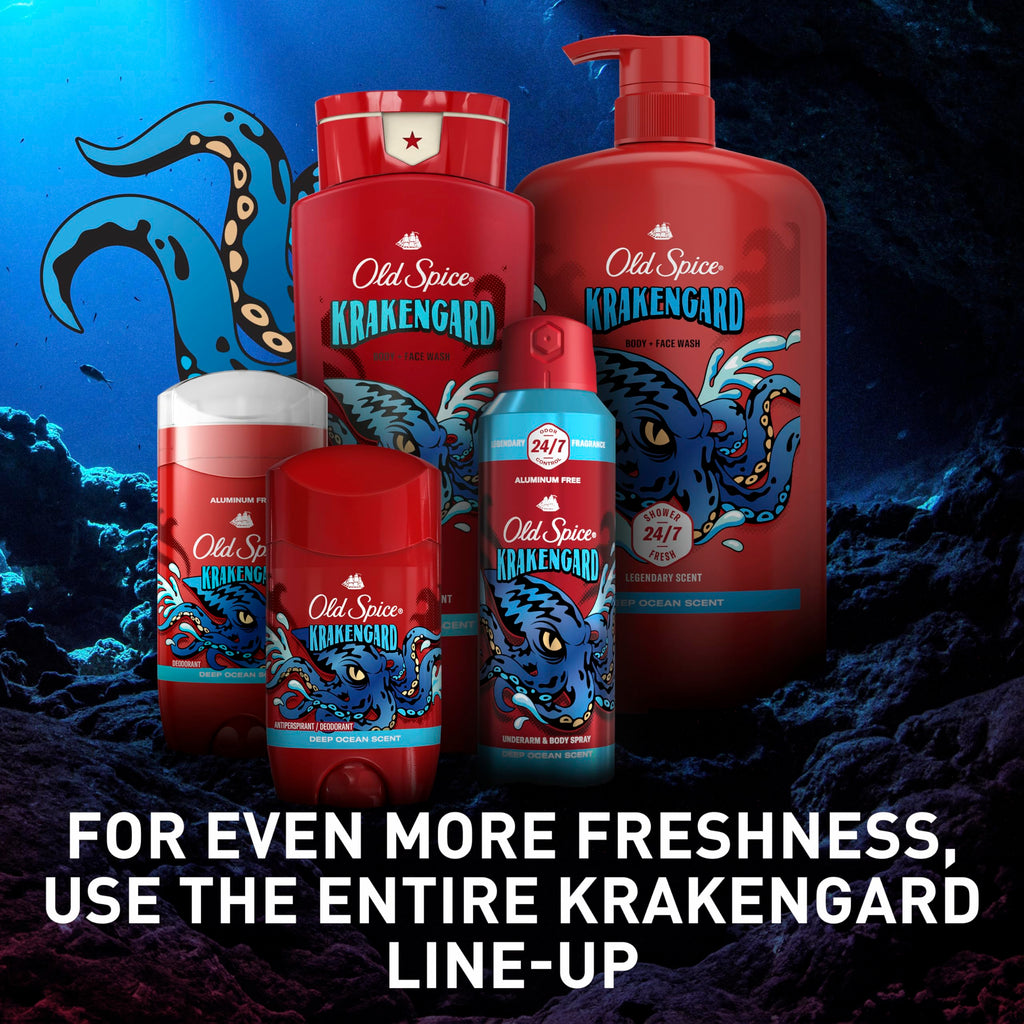 Old Spice Krakengard Aluminum-Free Deodorant for Men – 24/7 Freshness & Deep Ocean Scent (Pack of 6)