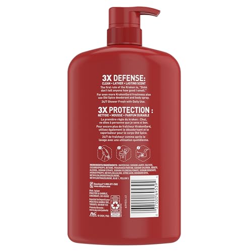 Old Spice Krakengard Body Wash 3X Defense – 24/7 Shower Fresh, 33.4 oz Pack of 4, 2-in-1