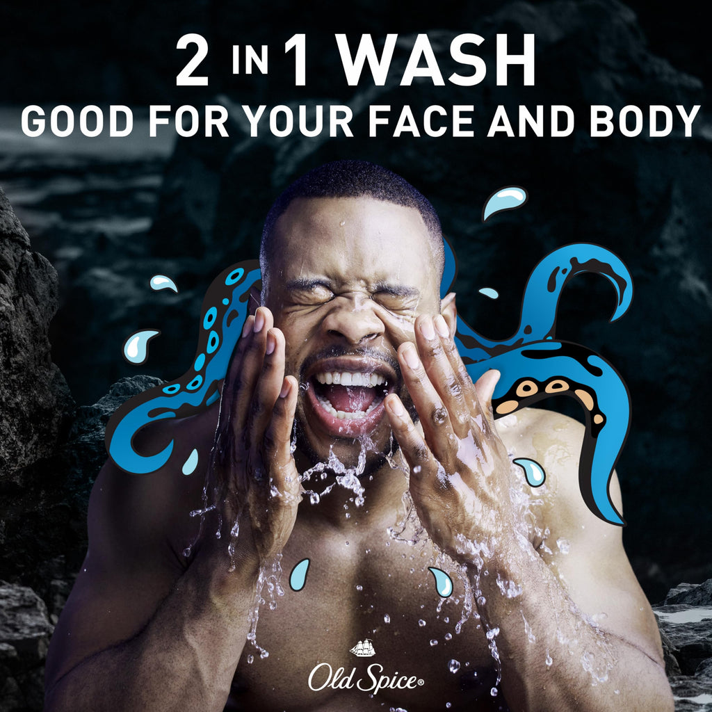 Old Spice Krakengard Body Wash 3X Defense – 24/7 Shower Fresh, 33.4 oz Pack of 4, 2-in-1