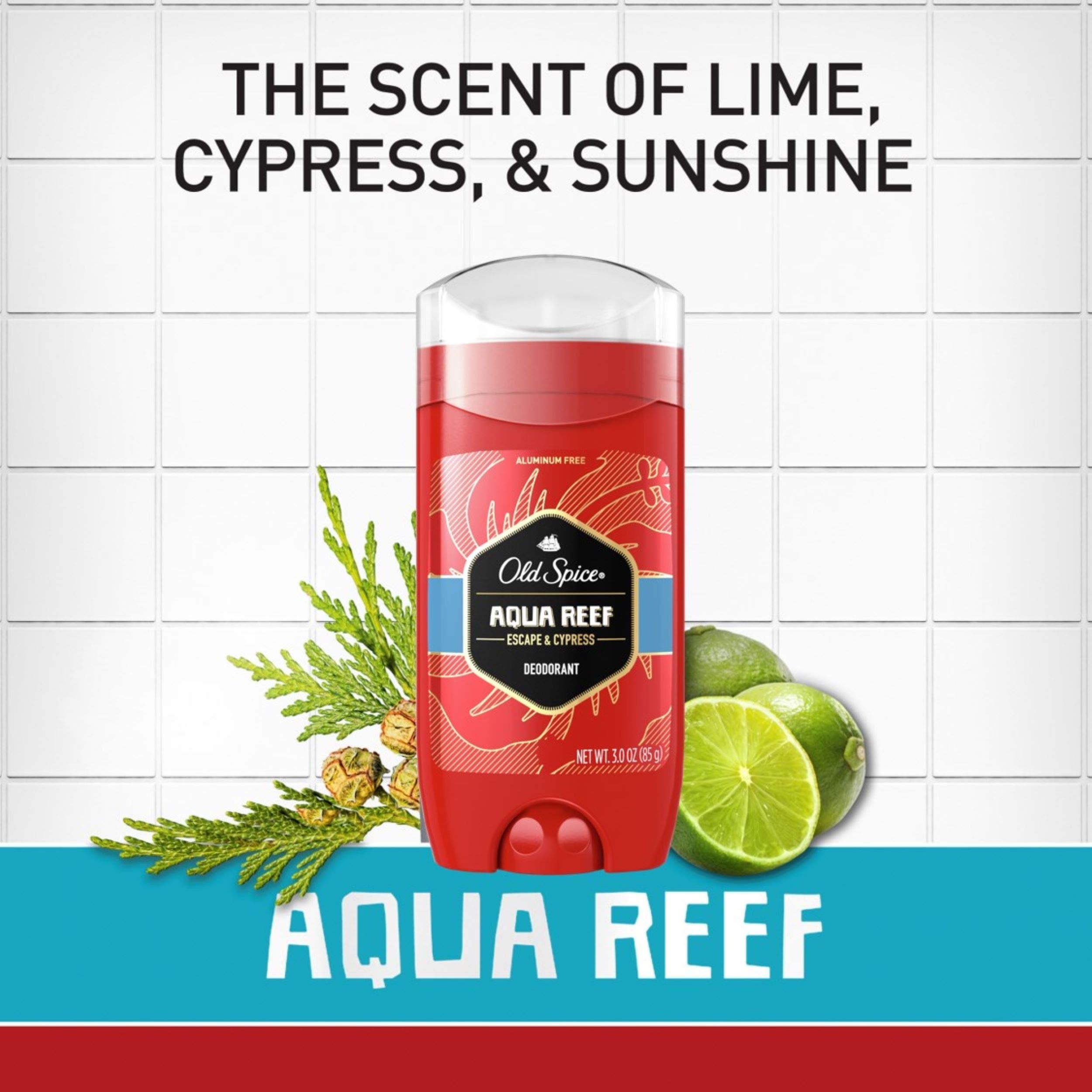 Old Spice Red Zone Aqua Reef Deodorant for Men — 3 x 3 oz, Aluminum-Free