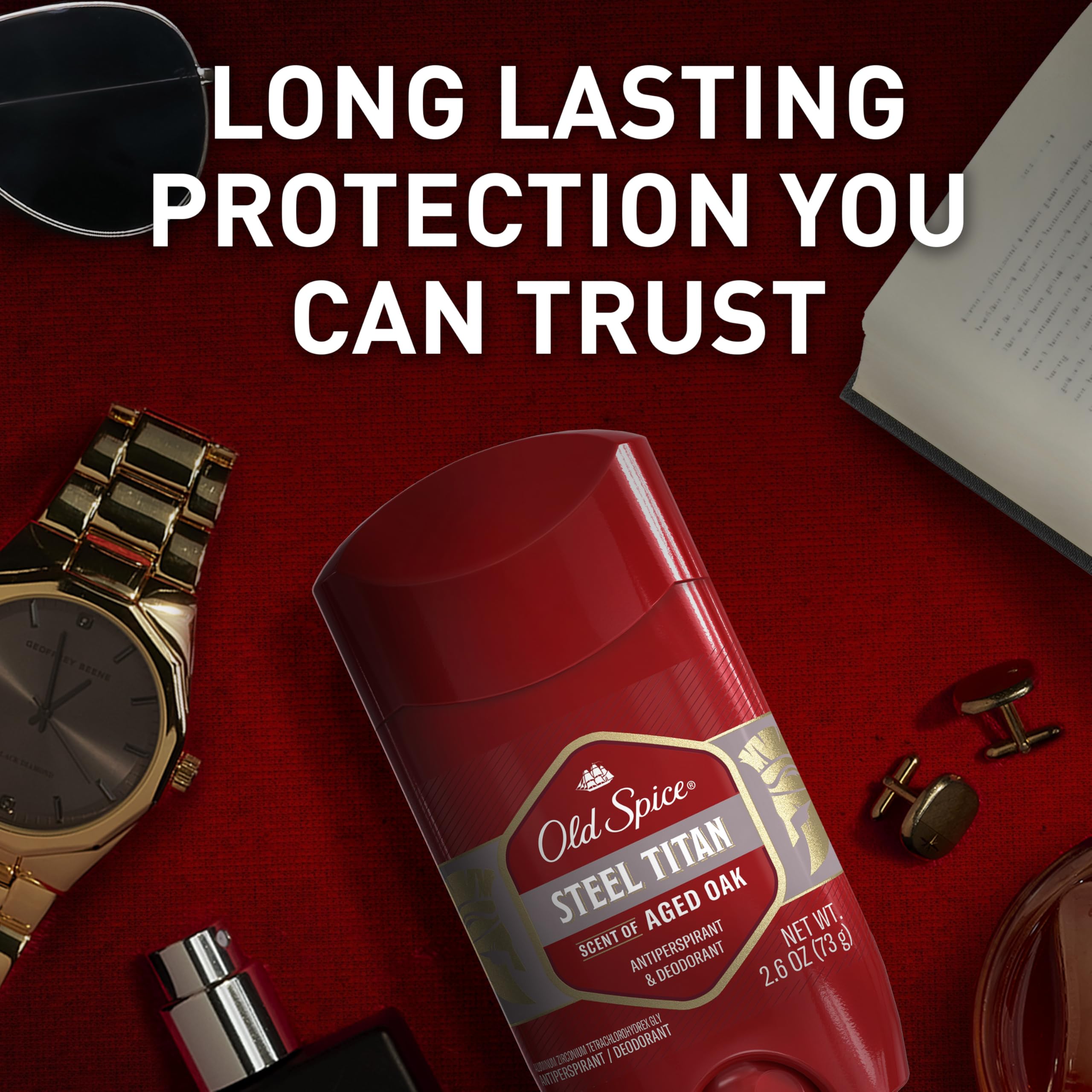 Old Spice Steel Titan Invisible Solid Deodorant for Men – Aged Oak, 24/7 Protection (2.6 oz, Pack of 6)