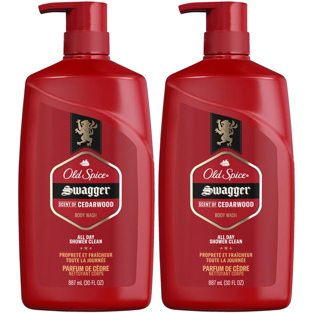 Old Spice Swagger Body Wash 2-Pack – Cedarwood Lime Scent, 30 oz Each | Red Zone Collection