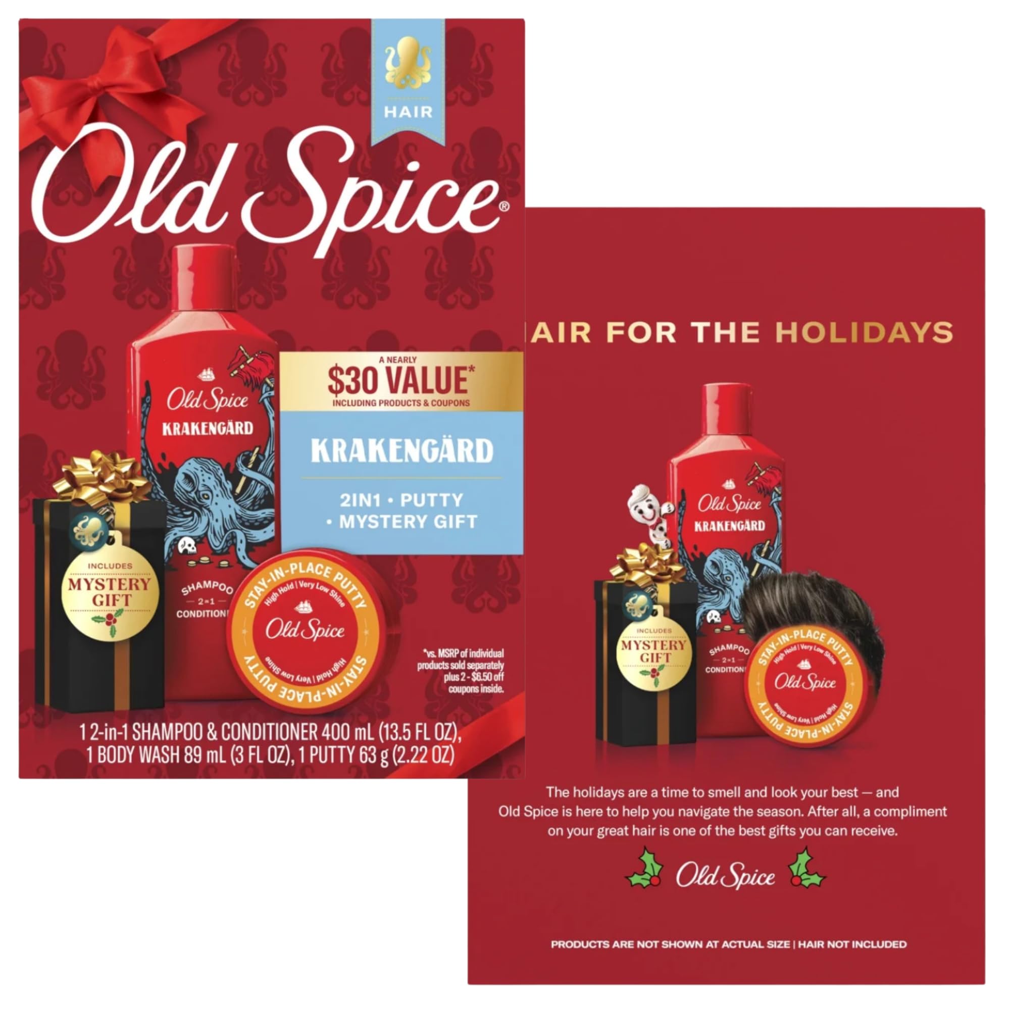 Old Spice Swagger Holiday Gift Set – 2-in-1 Shampoo, Body Wash & Pomade (Krakengard)