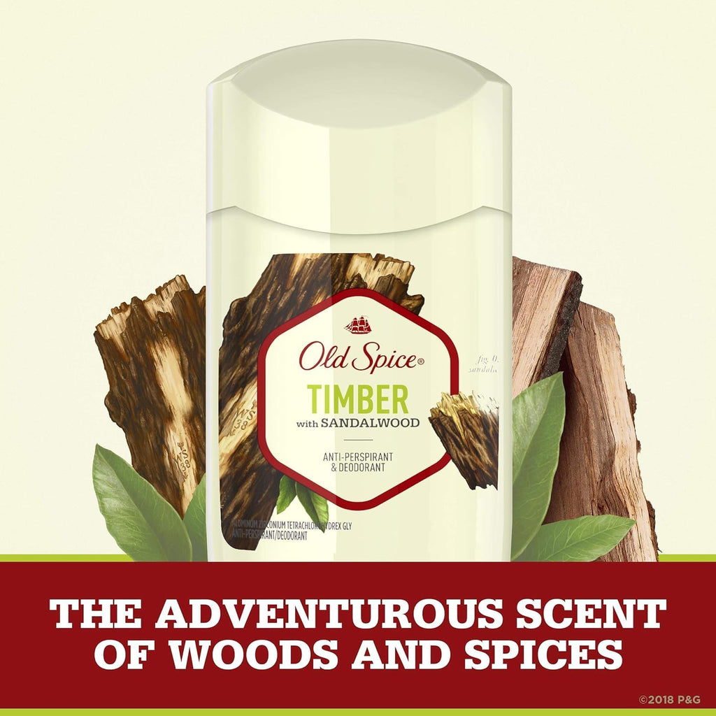 Old Spice Timber Anti-Perspirant & Deodorant Stick – 2.6 oz, Pack of 3 | 24-Hour Protection
