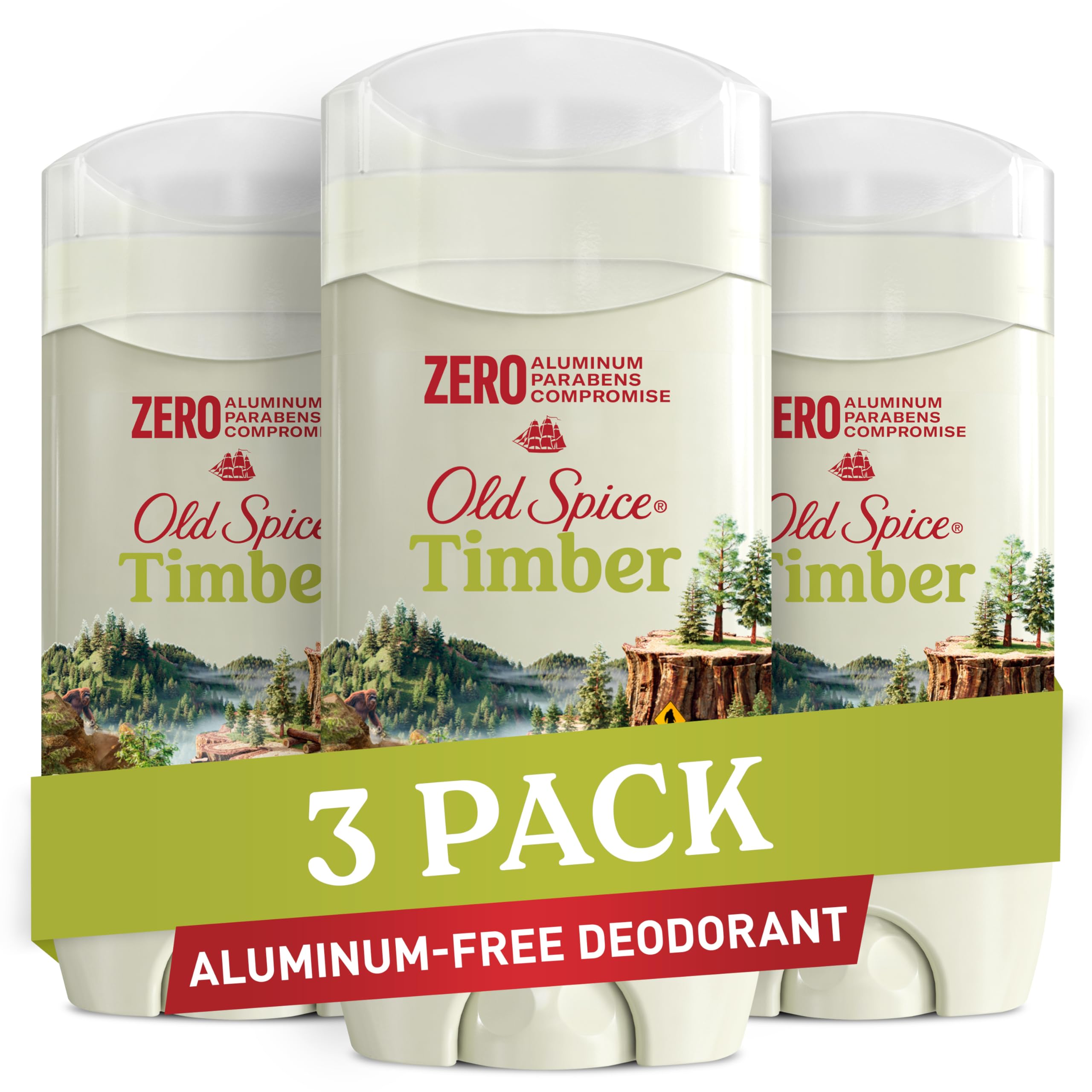 Old Spice Timber Aluminum-Free Deodorant for Men – 24/7 Odor Protection (Pack of 3)
