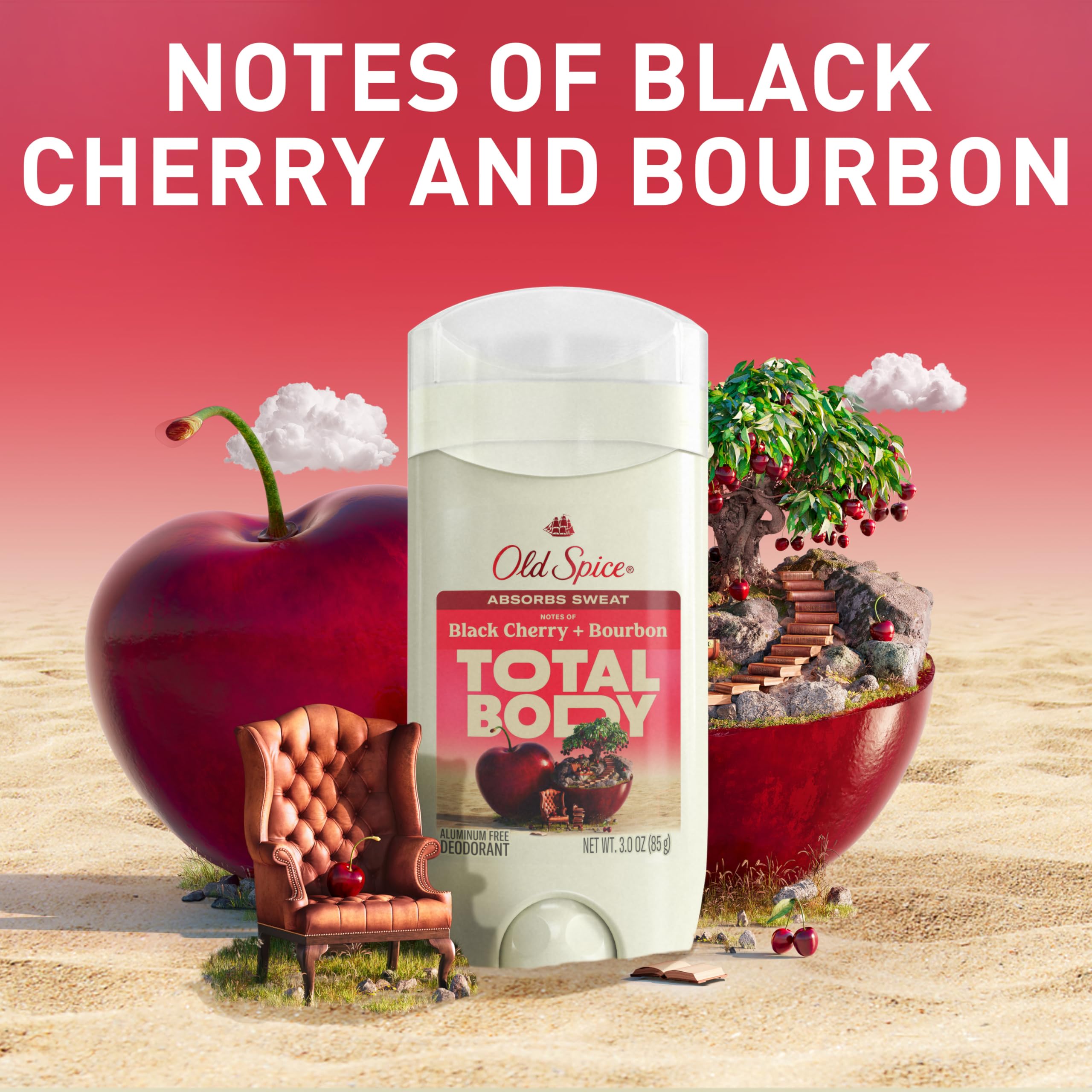 Old Spice Whole Body Deodorant Stick for Men – Aluminum Free, Black Cherry + Bourbon, 3.0 oz