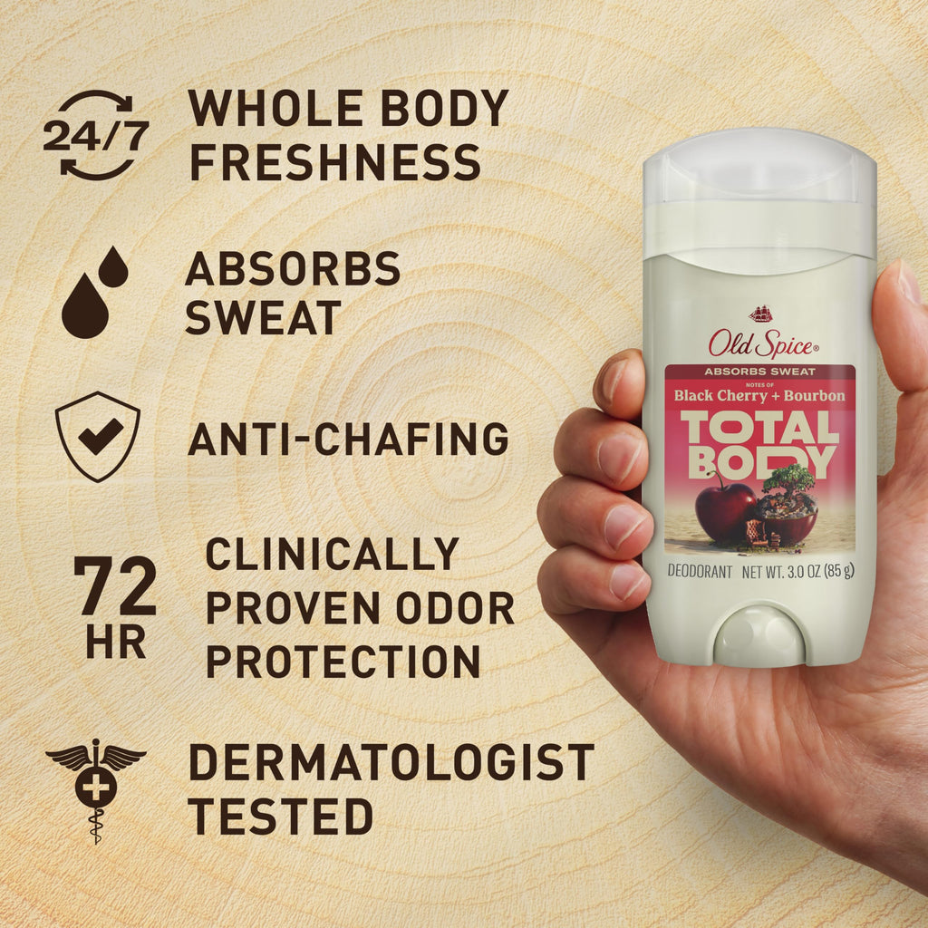 Old Spice Whole Body Deodorant Stick for Men – Aluminum Free, Black Cherry + Bourbon, 3.0 oz