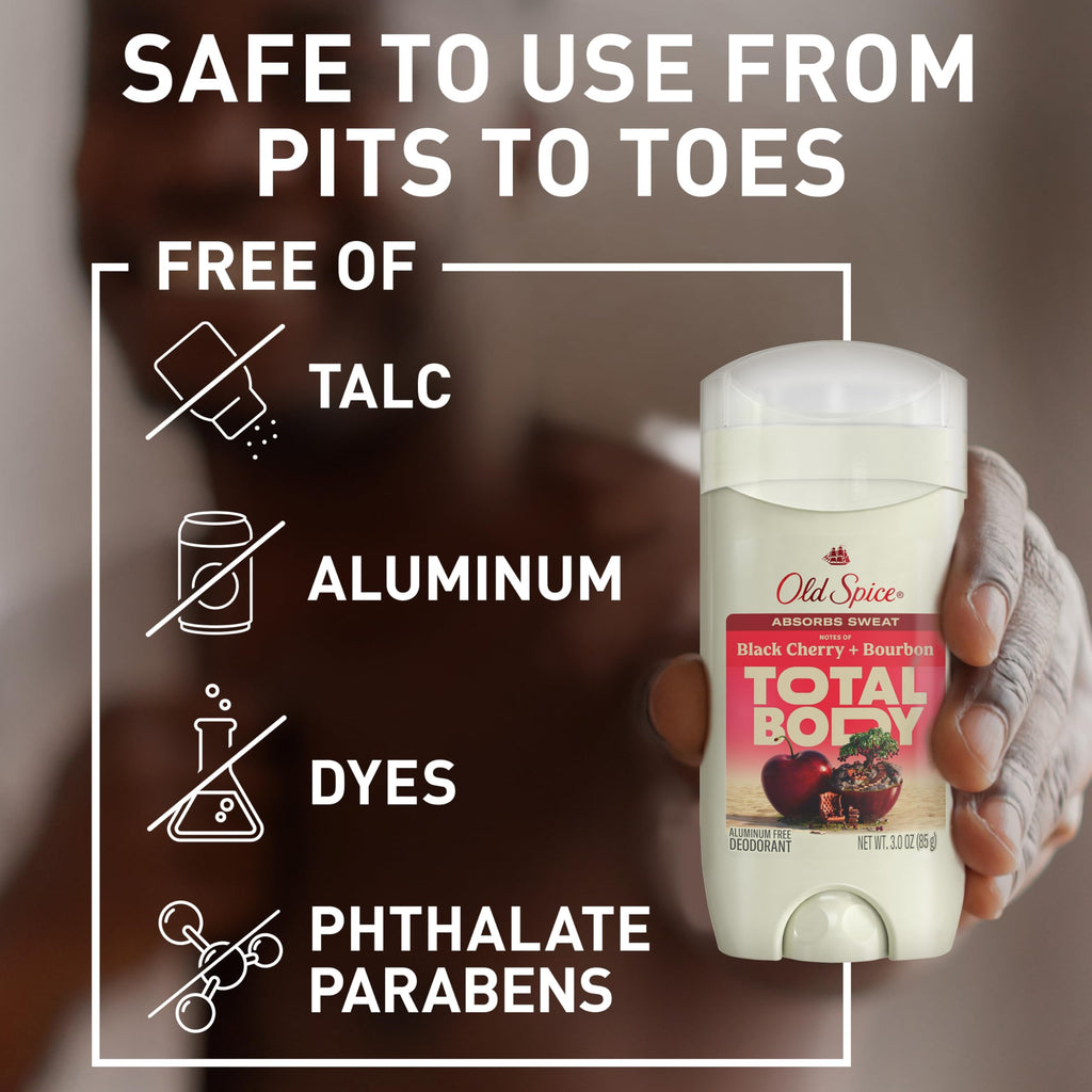 Old Spice Whole Body Deodorant Stick for Men – Aluminum Free, Black Cherry + Bourbon, 3.0 oz