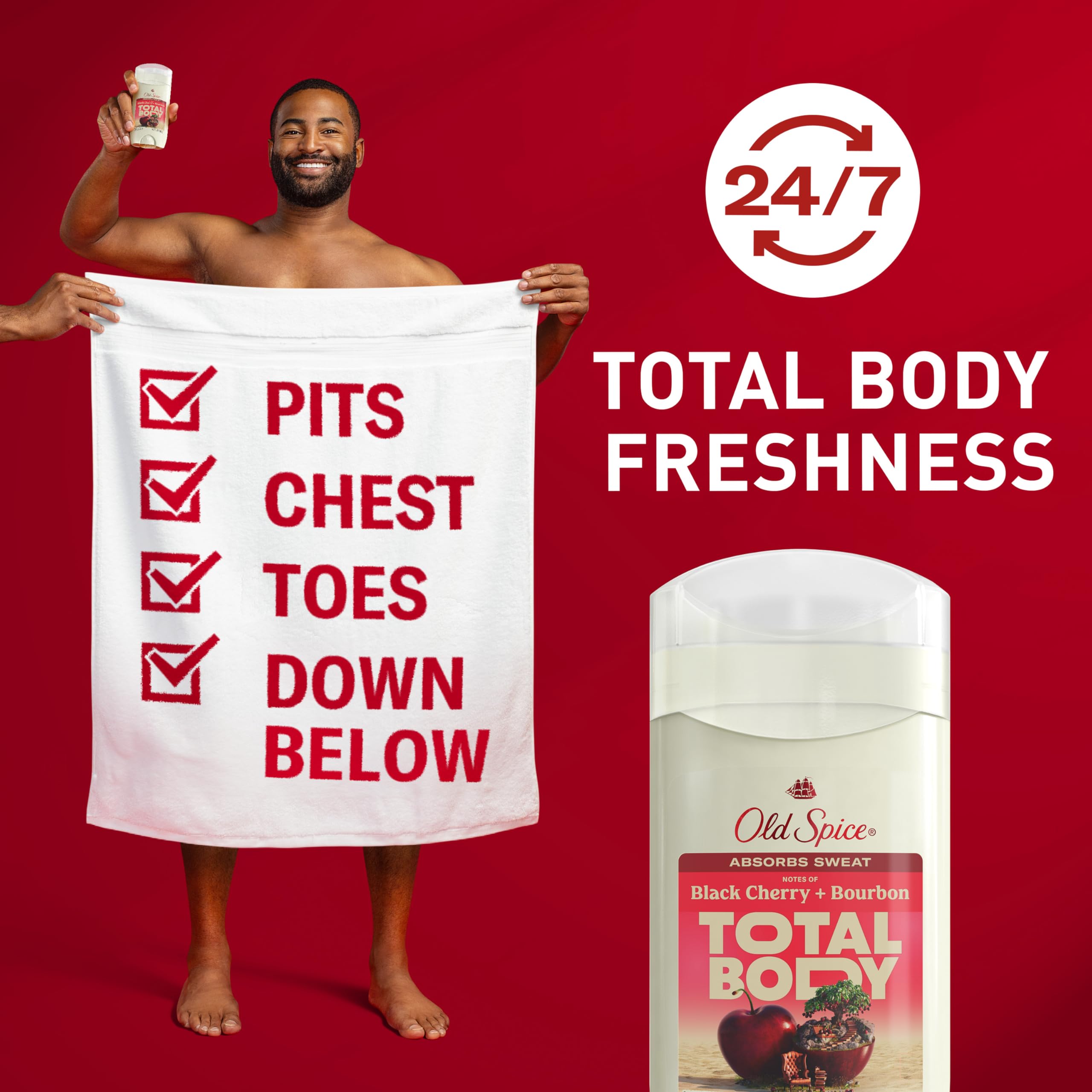 Old Spice Whole Body Deodorant Stick for Men – Aluminum Free, Black Cherry + Bourbon, 3.0 oz