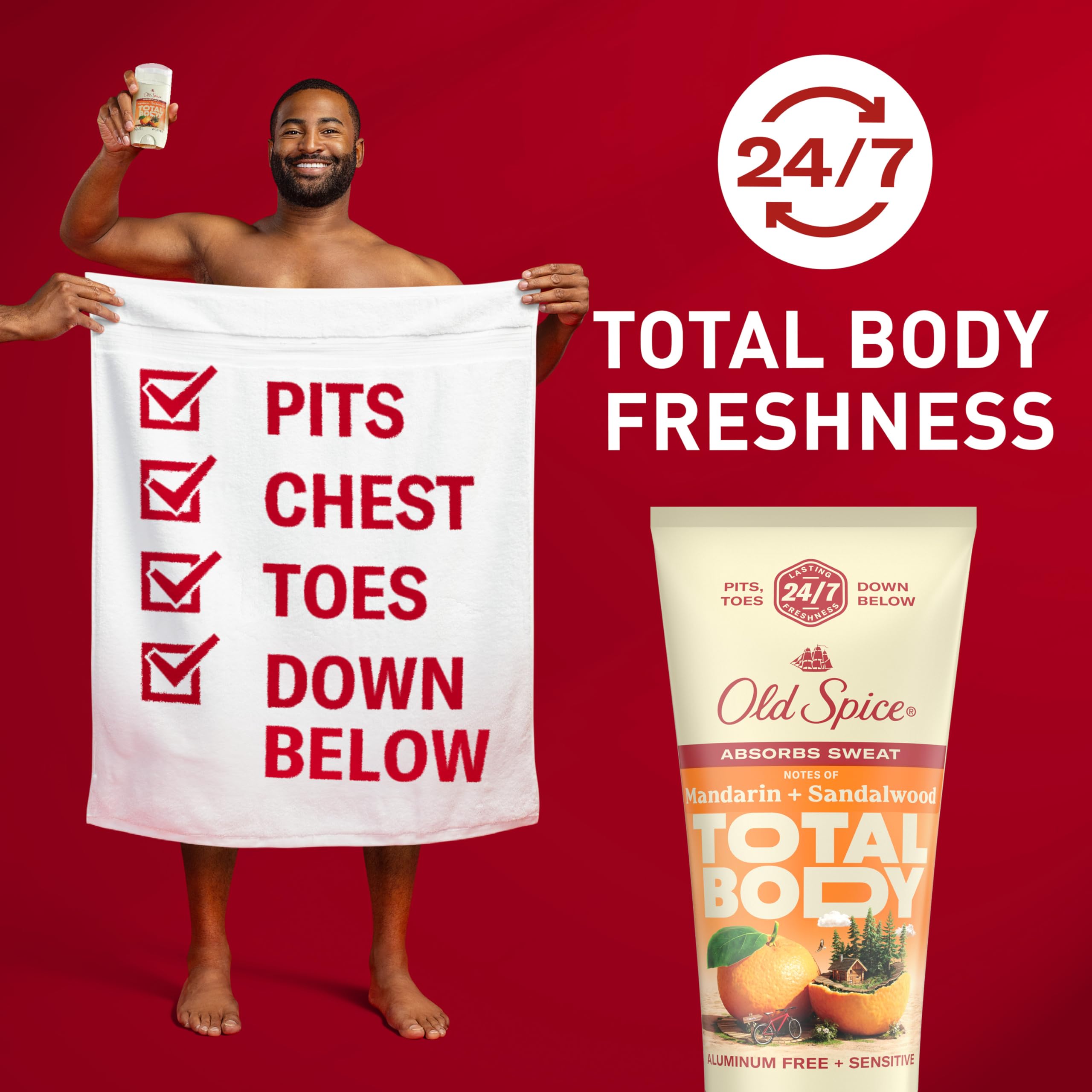 Old Spice Whole Body Deodorant Cream for Men – Aluminum-Free, Mandarin + Sandalwood, 24/7 Odor Protection, 3.0 oz