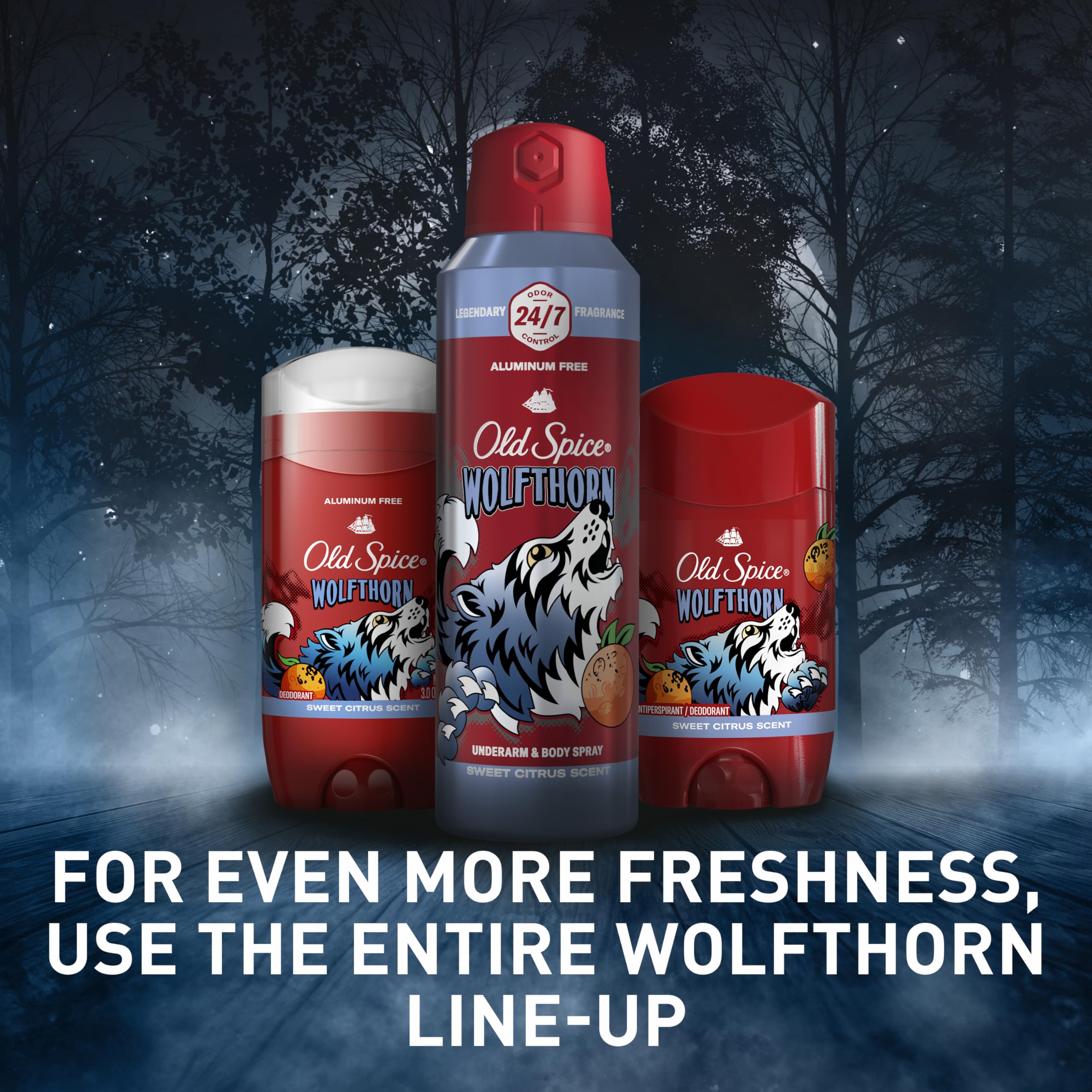 Old Spice Wolfthorn Aluminum Free Deodorant for Men — 24/7 Odor Protection, 3-Pack