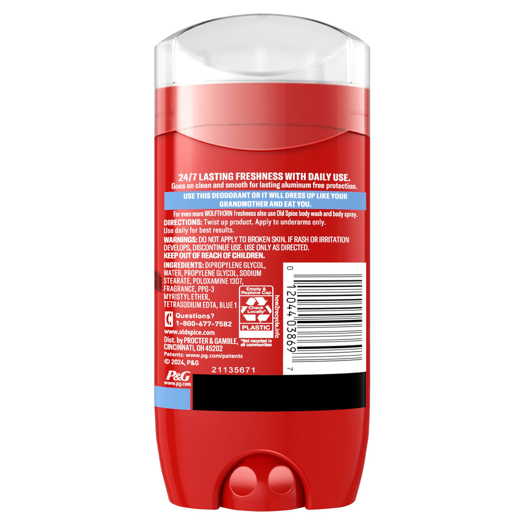 Old Spice Wolfthorn Aluminum Free Deodorant for Men — 24/7 Odor Protection, 3-Pack