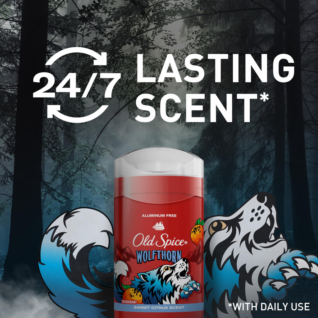 Old Spice Wolfthorn Aluminum Free Deodorant for Men — 24/7 Odor Protection, 3-Pack