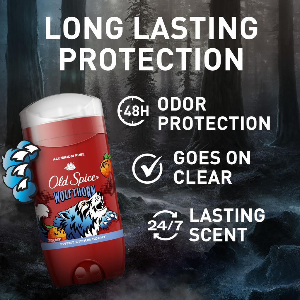 Old Spice Wolfthorn Aluminum Free Deodorant for Men — 24/7 Odor Protection, 3-Pack